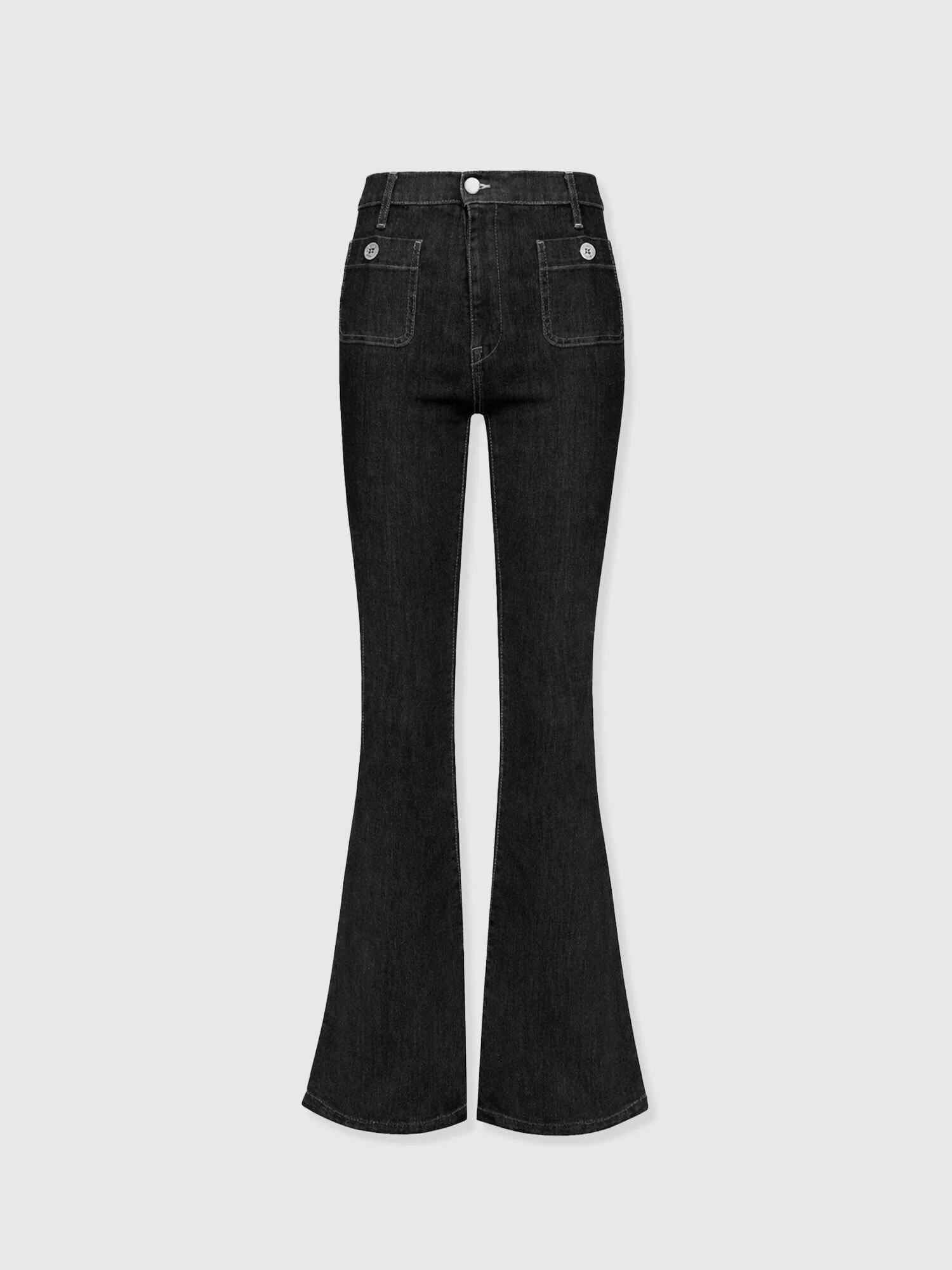 Bowie Stretch Flare Jeans - Black Wash - Image 7