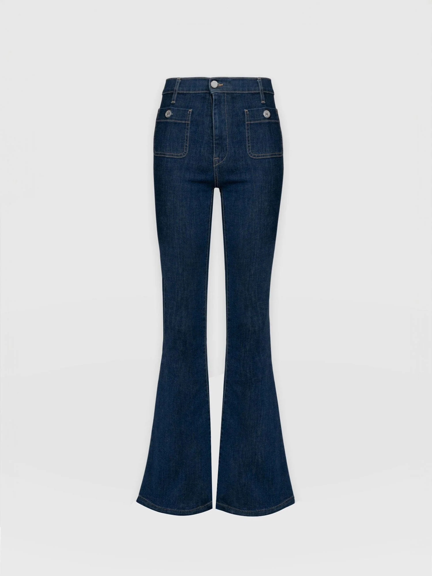 Bowie Stretch Flare Jeans - Mid Blue - Image 7
