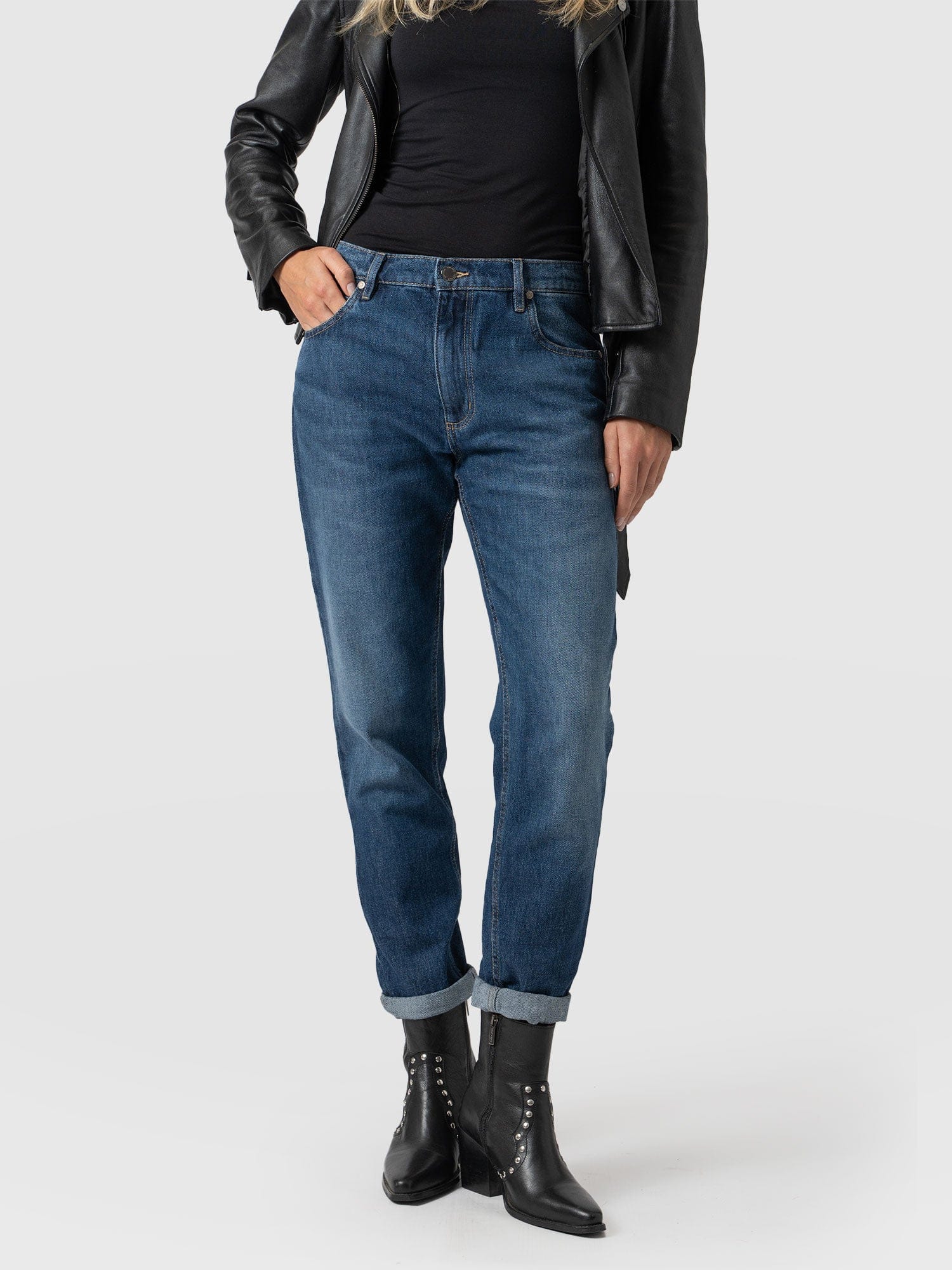 Boyfriend Jeans - Mid Blue - Image 3