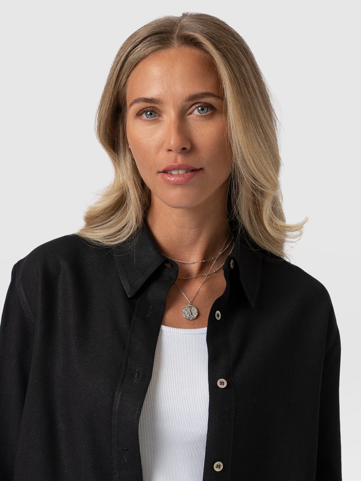 Boyfriend Shirt - Black Linen - Image 4