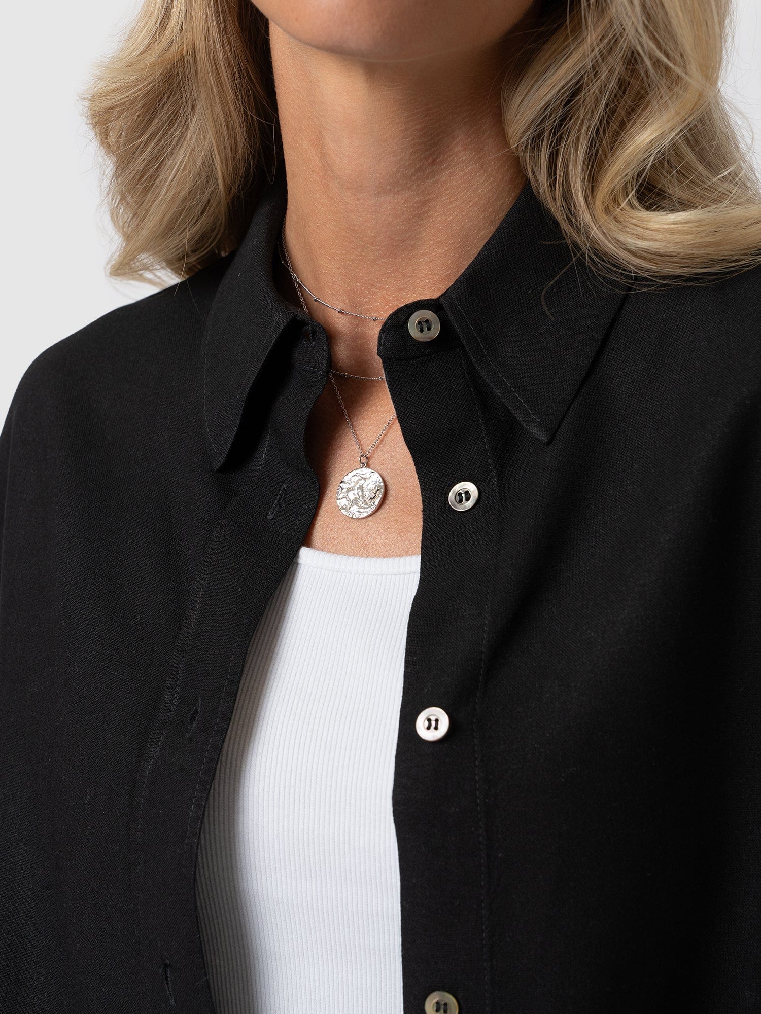 Boyfriend Shirt - Black Linen - Image 5