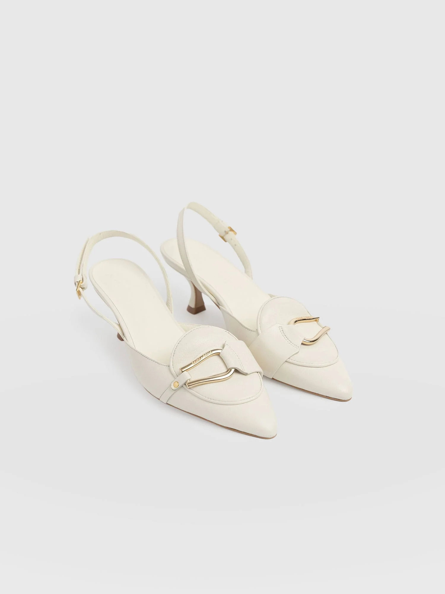 Bridget Sling Back Heels - Cream - Image 3