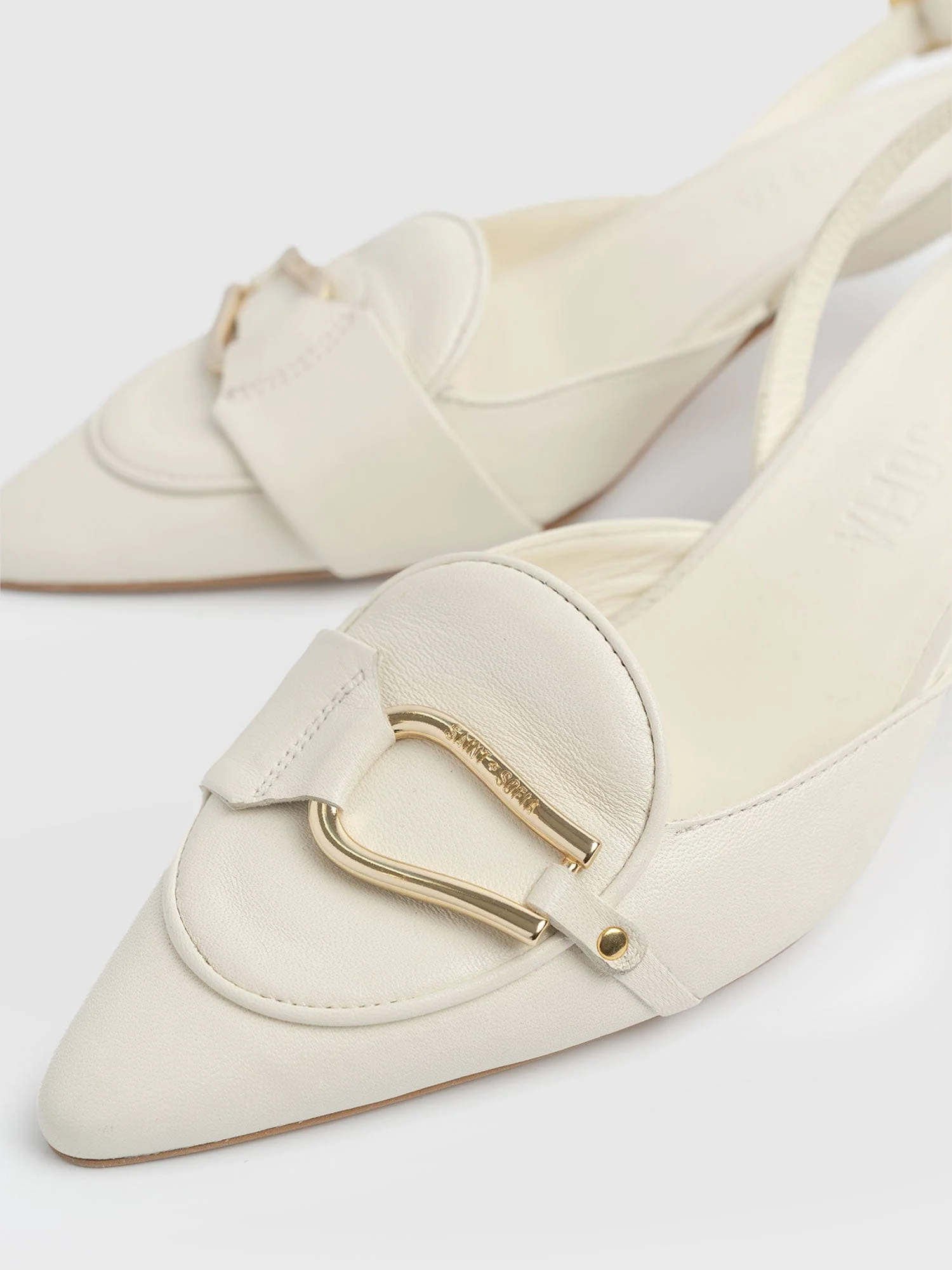 Bridget Sling Back Heels - Cream - Image 5