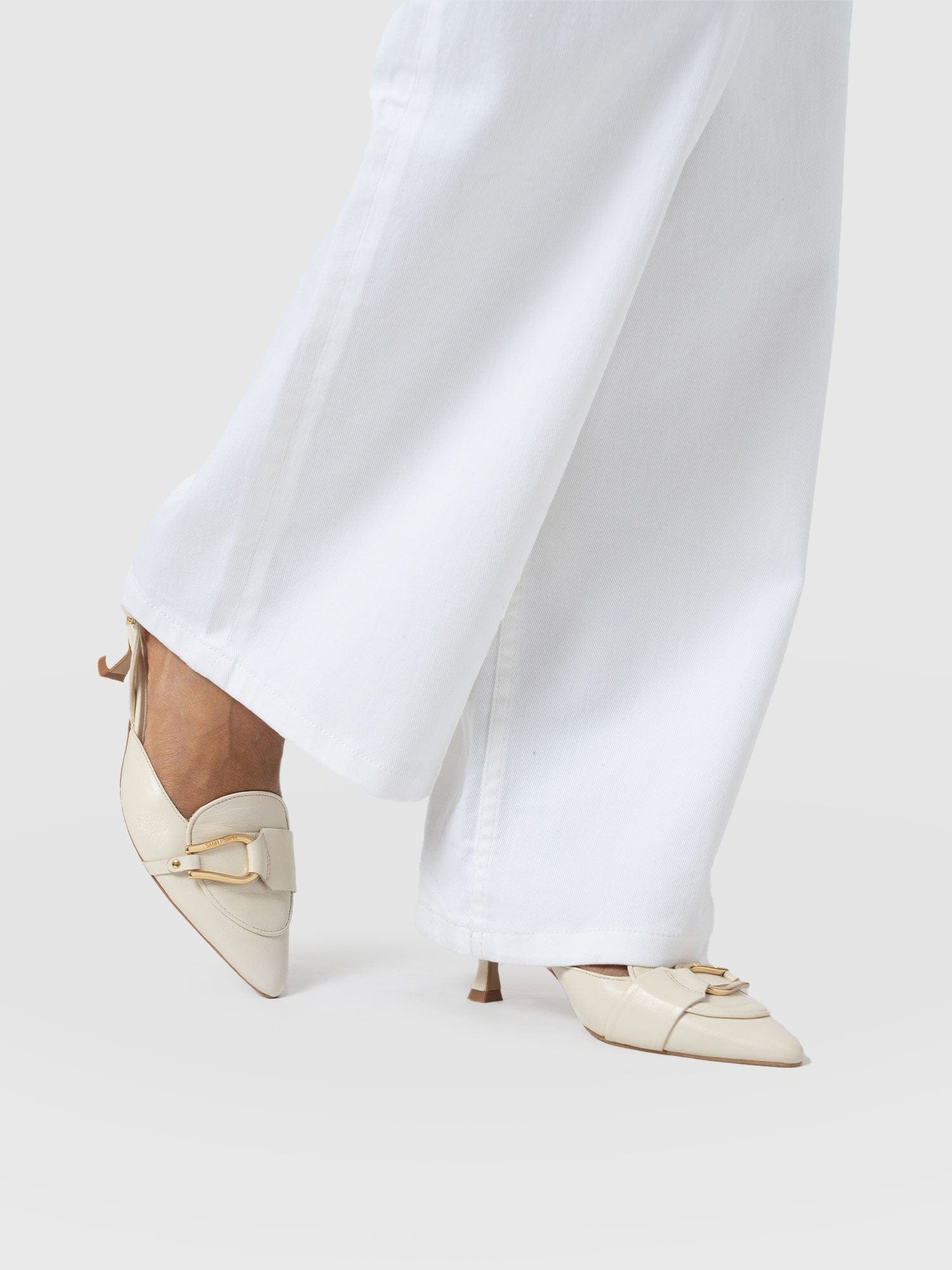 Bridget Sling Back Heels - Cream - Image 6