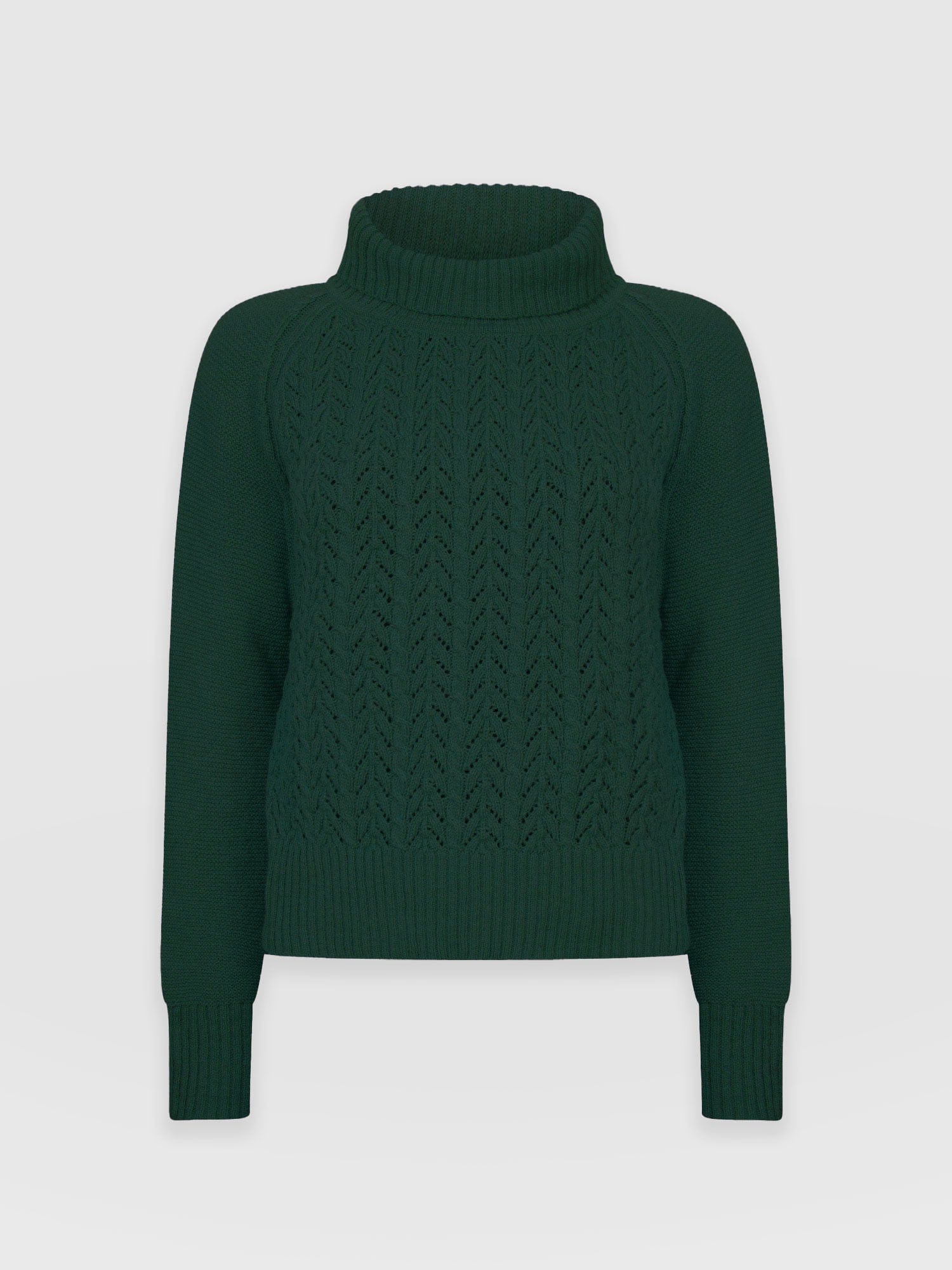 Glen Cable Knit Jumper - Green - Image 7
