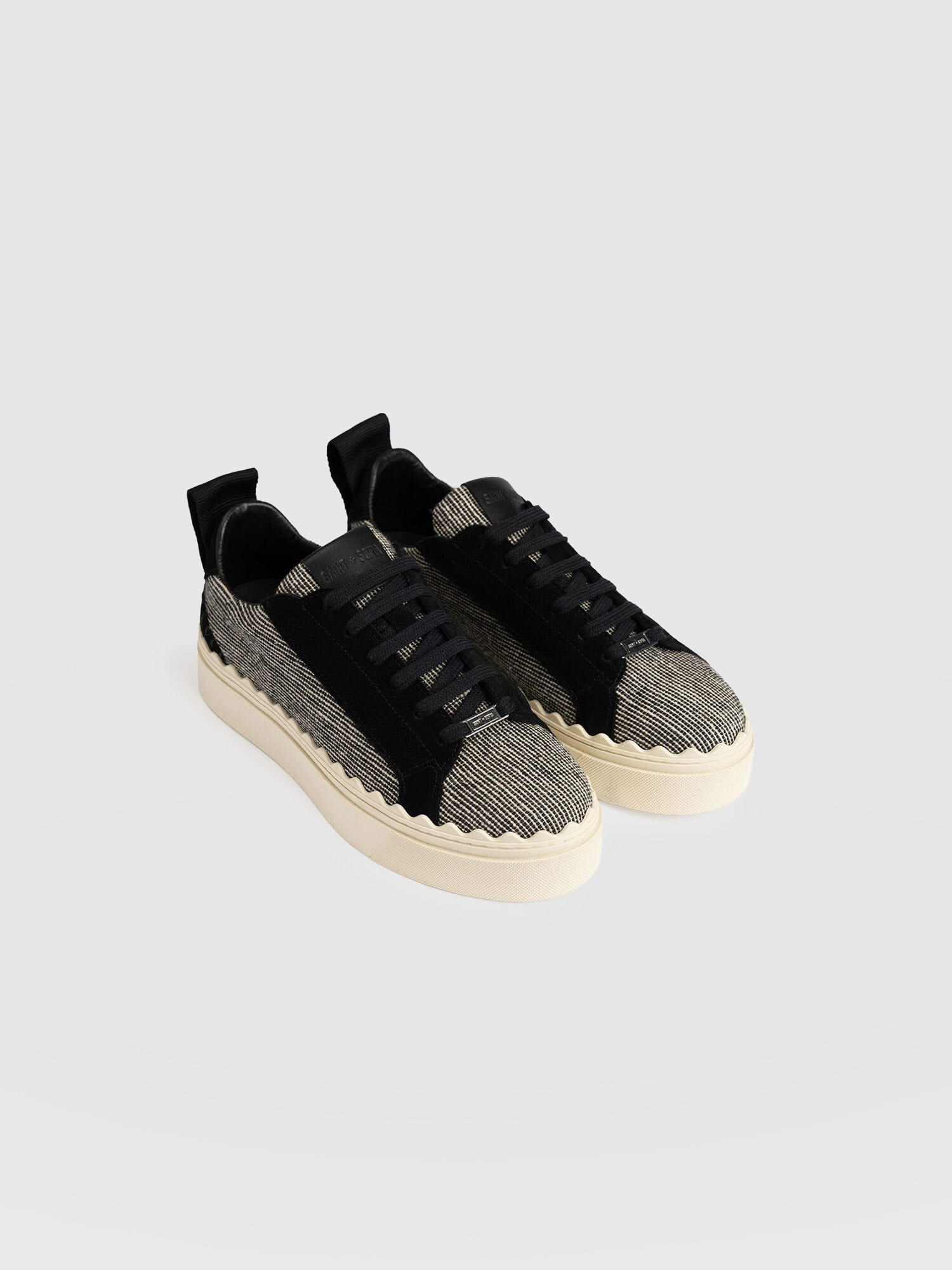 Brook Scallop Trainer - Black Linen - Image 3