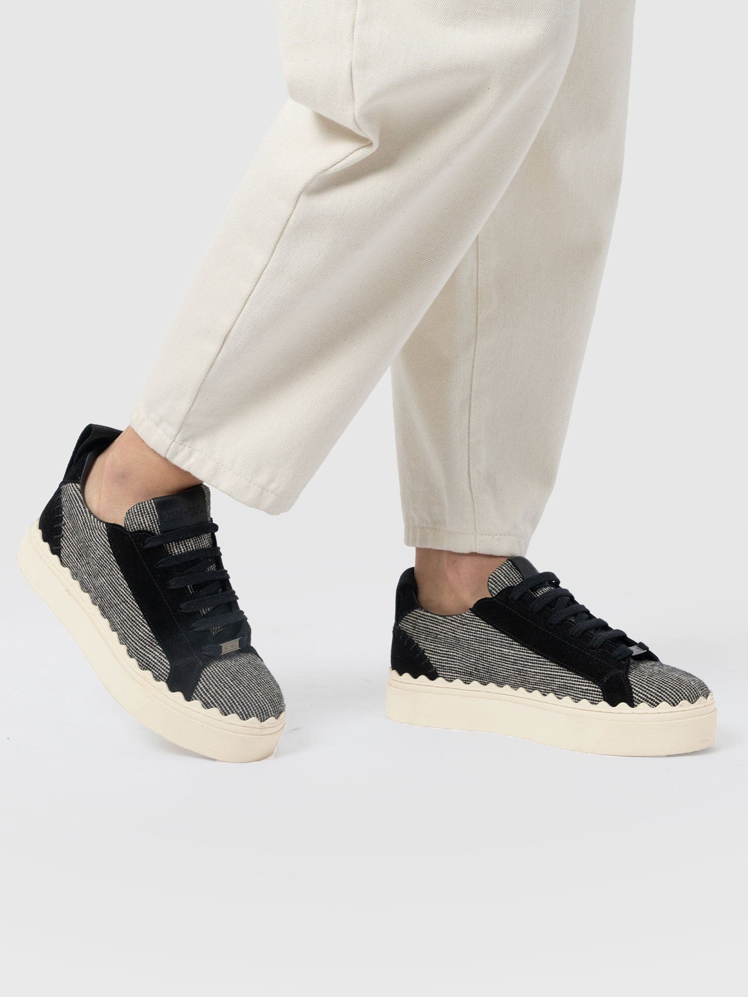 Brook Scallop Trainer - Black Linen - Image 6