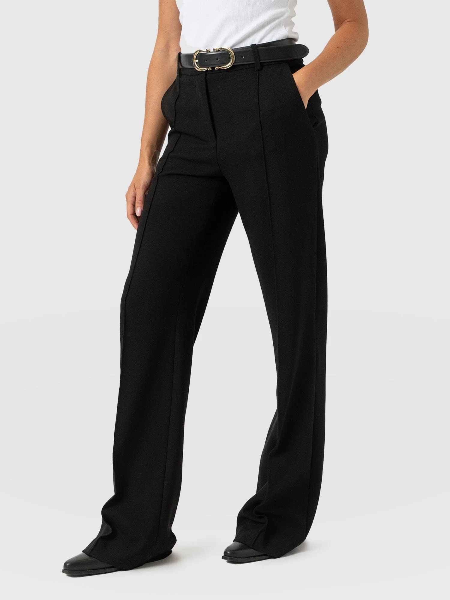 Cambridge Tailored Wide Leg Pant - Black - Image 4