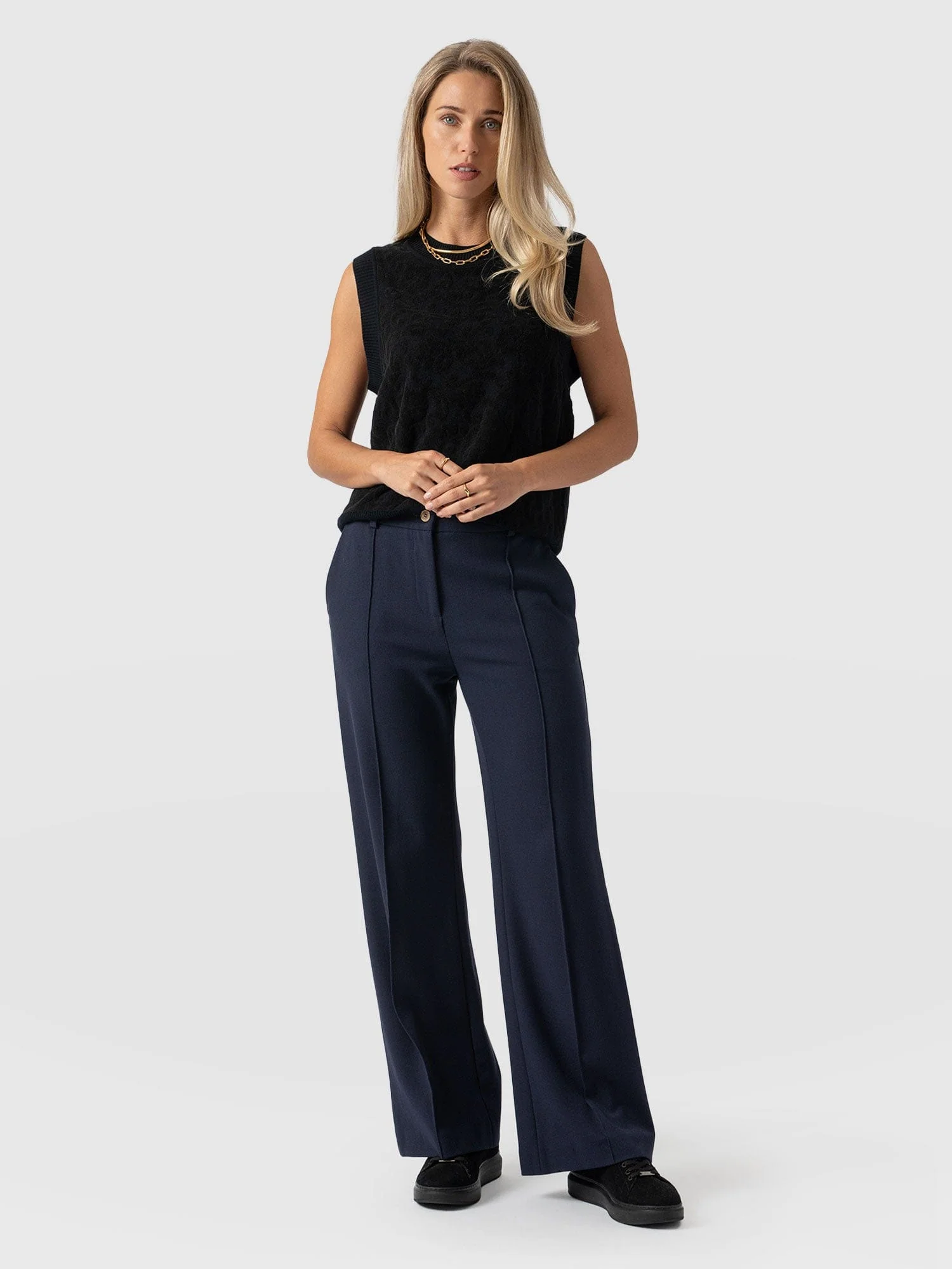 Cambridge Tailored Wide Leg Pant - Navy - Image 5