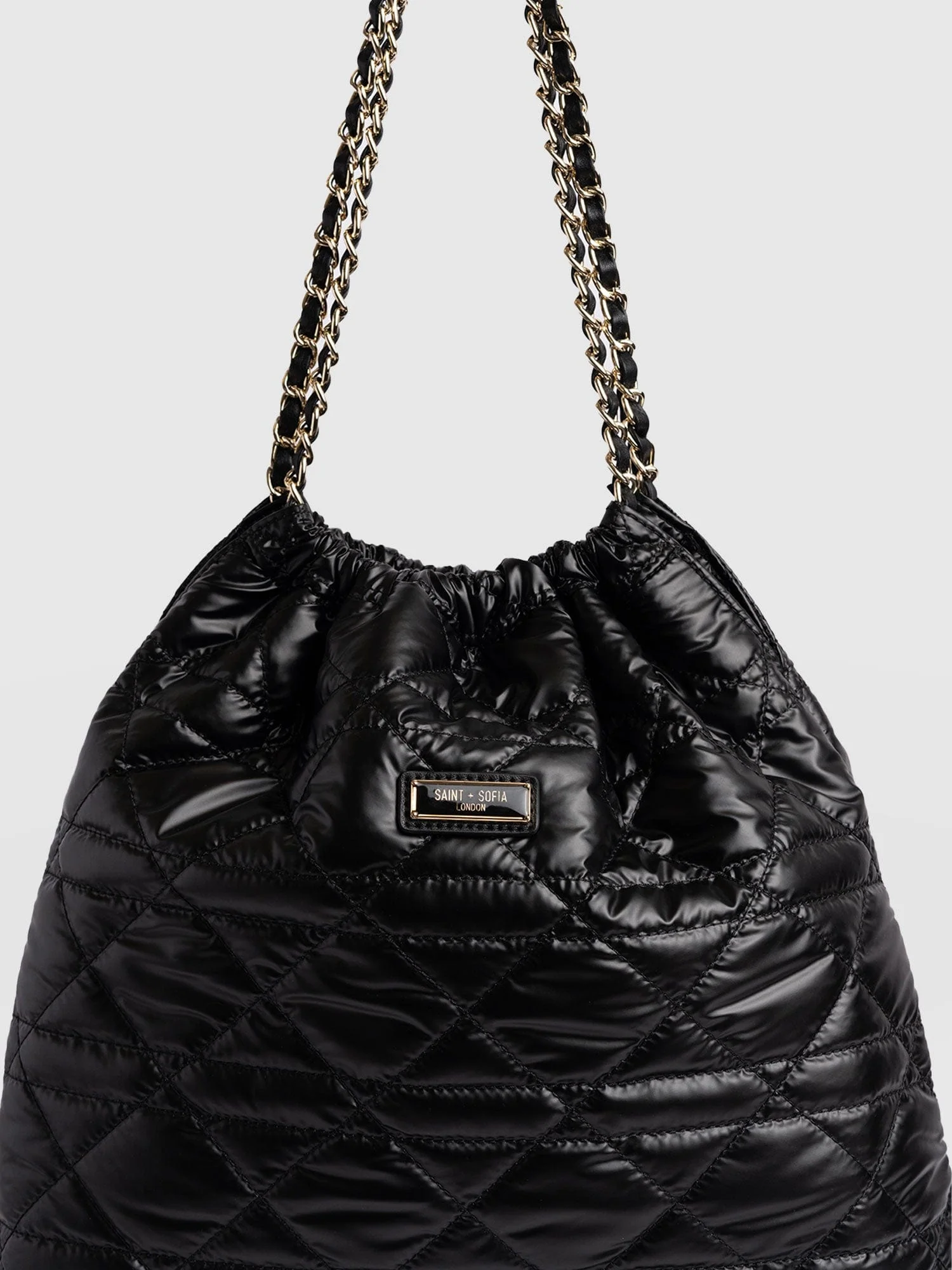 Camilla Drawstring Tote Bag - Black - Image 3