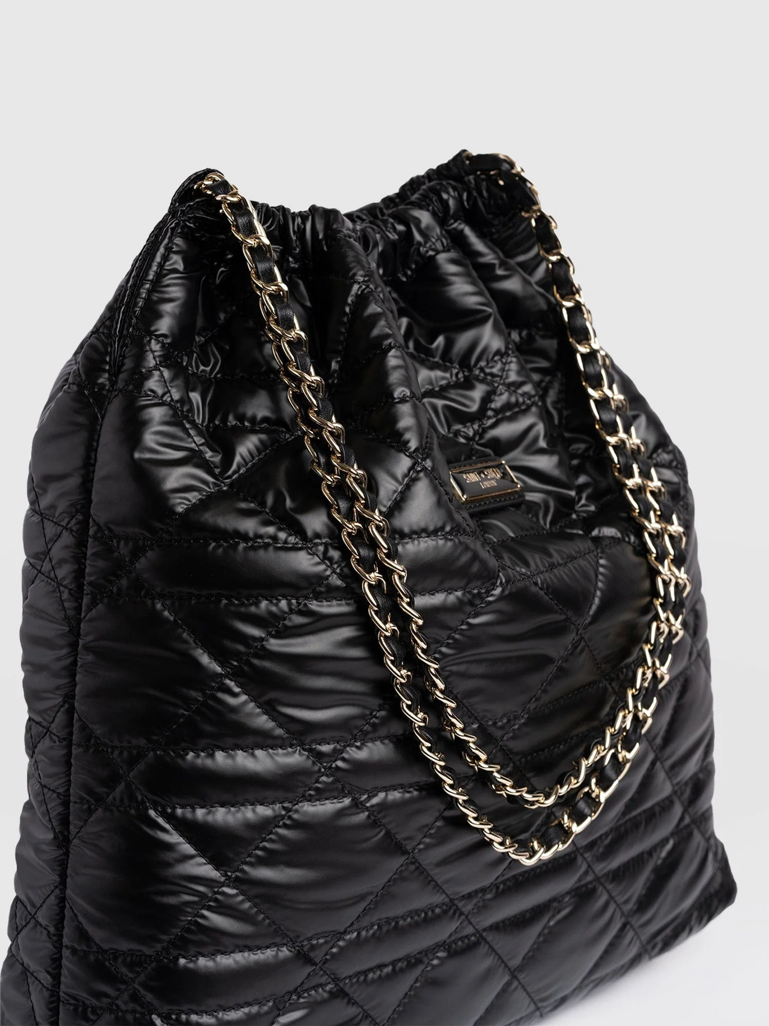 Camilla Drawstring Tote Bag - Black - Image 4