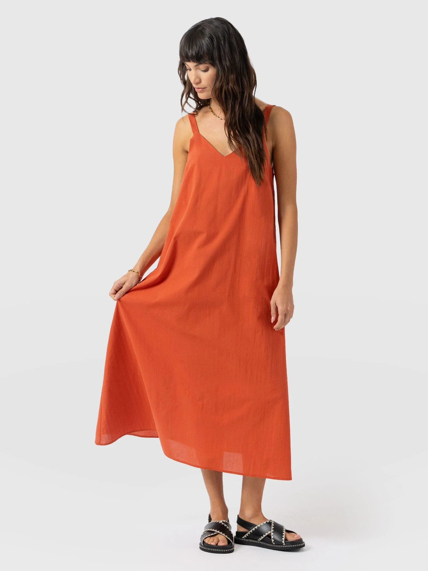 Candice A - Line Dress - Burnt Orange - Image 2