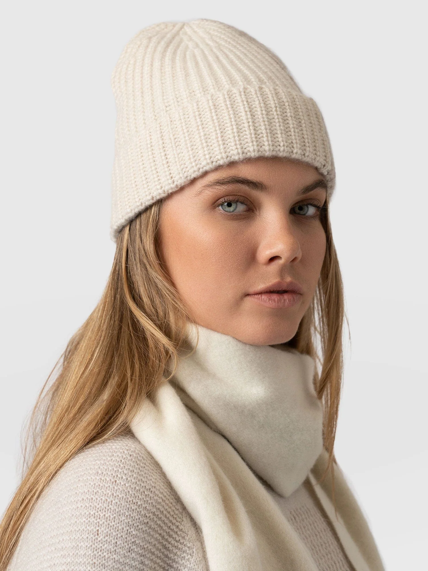 Cashmere Beanie - Cream/Beige - Image 5