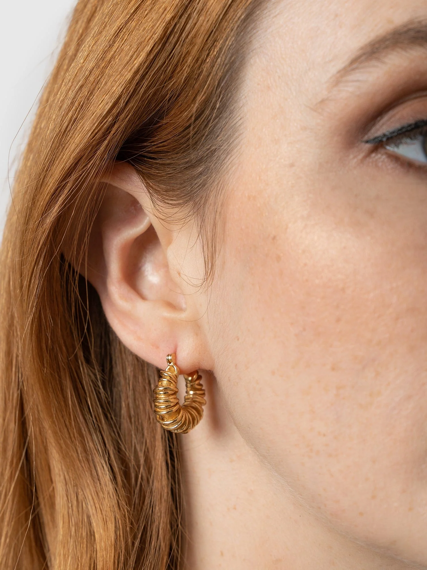 Swirl Hoop Earrings - Gold - Image 4
