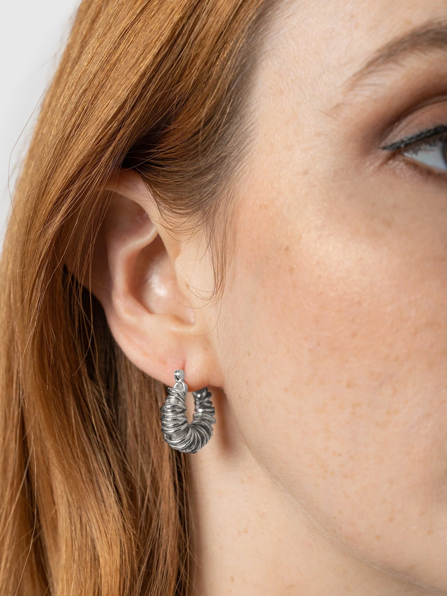 Swirl Hoop Earrings - Silver - Image 4