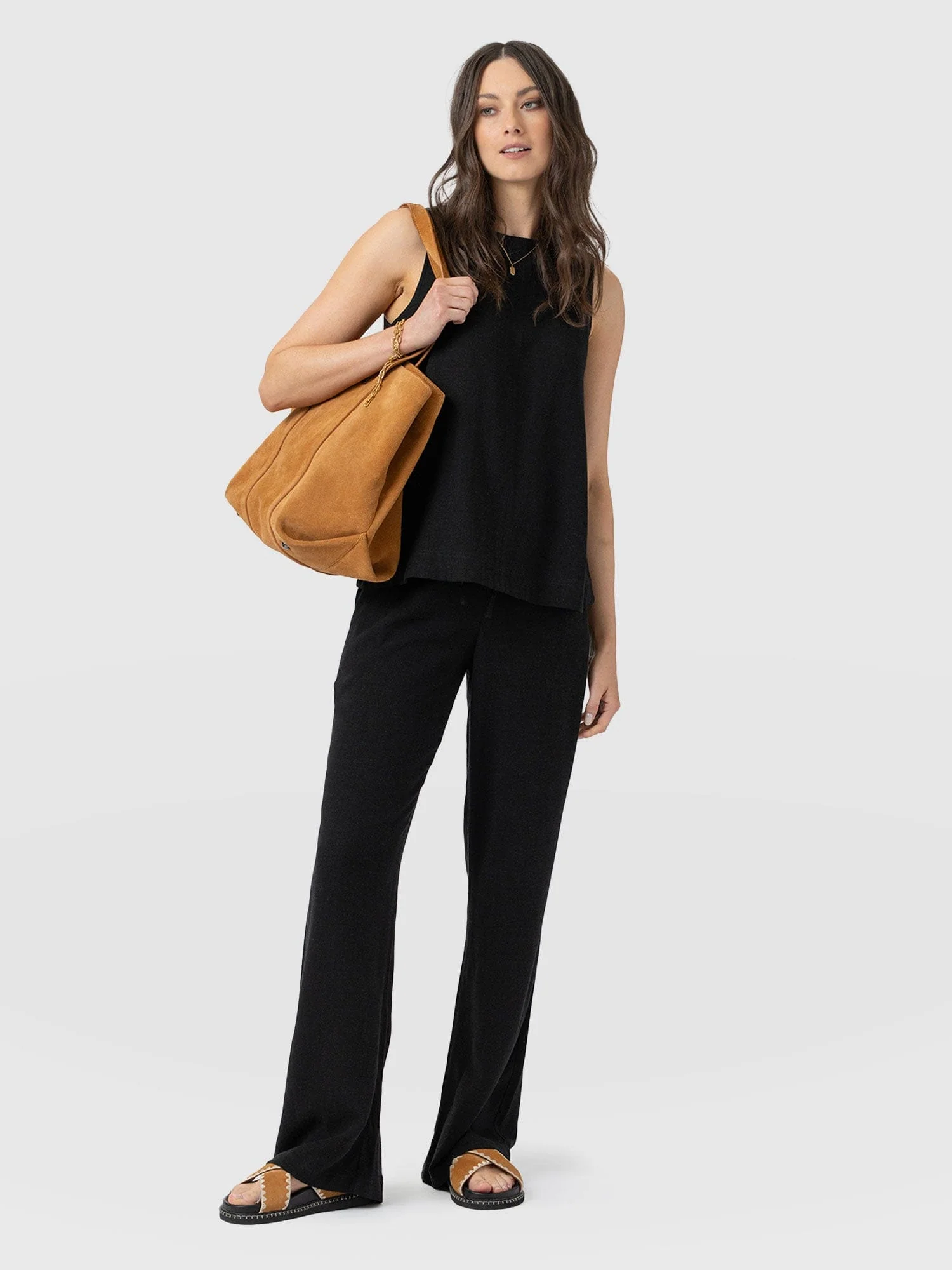 Corinne Linen Pant - Black - Image 5