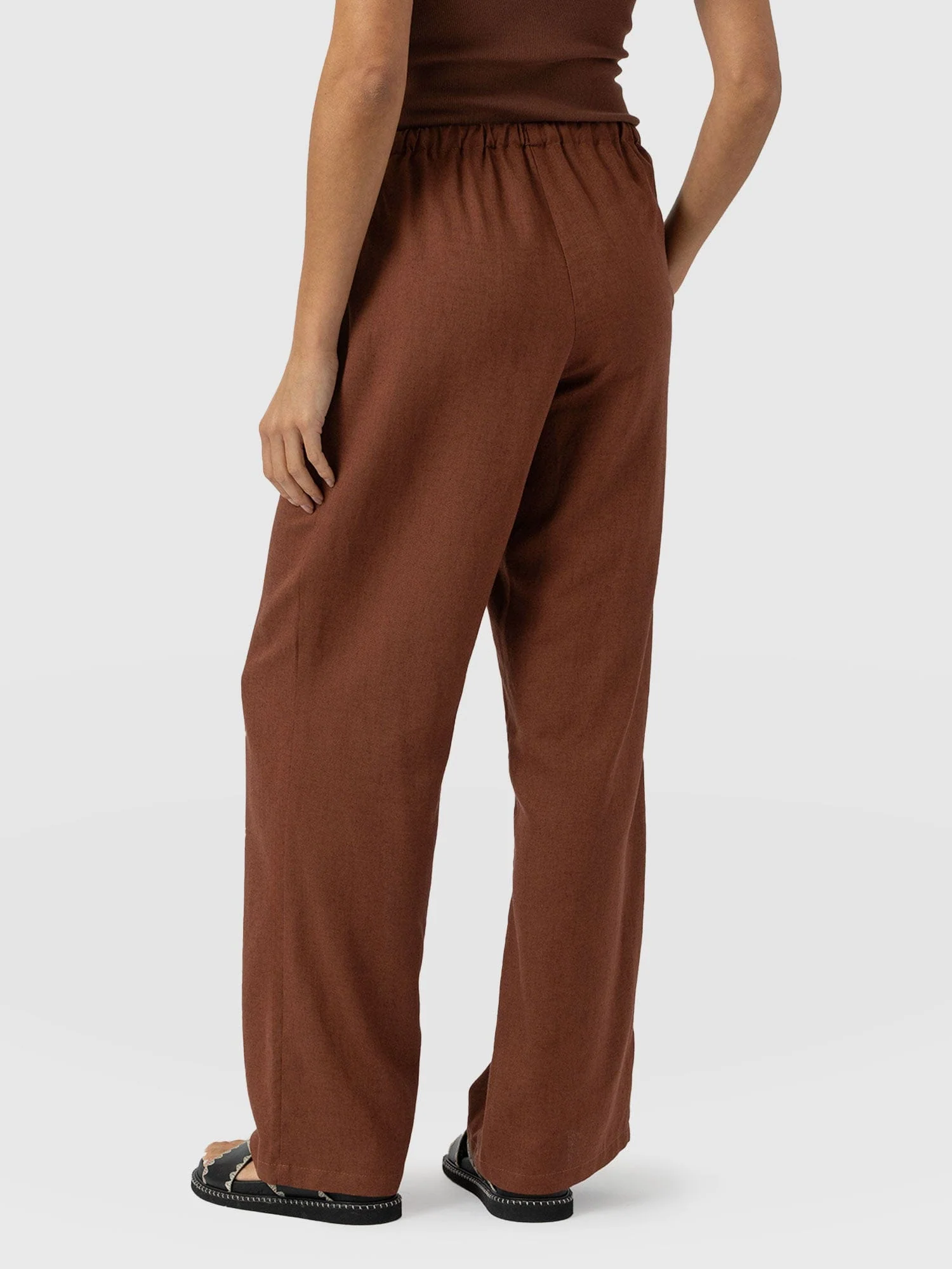 Corinne Linen Pant - Russet Brown - Image 6