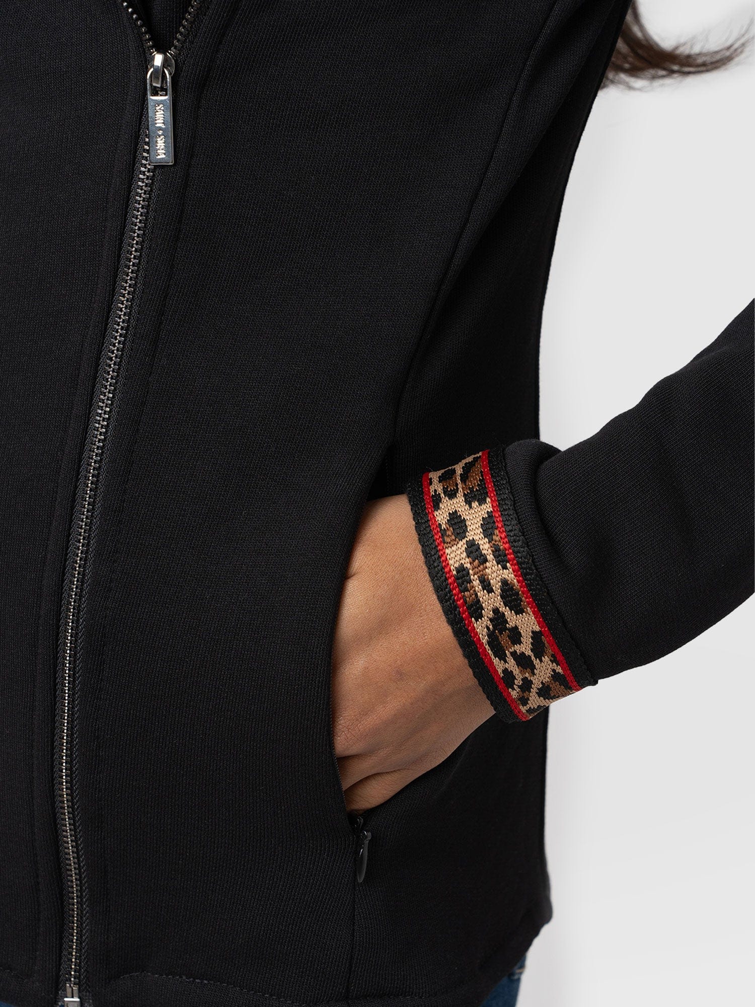 Cotton Biker Jacket - Leopard Trim - Image 5
