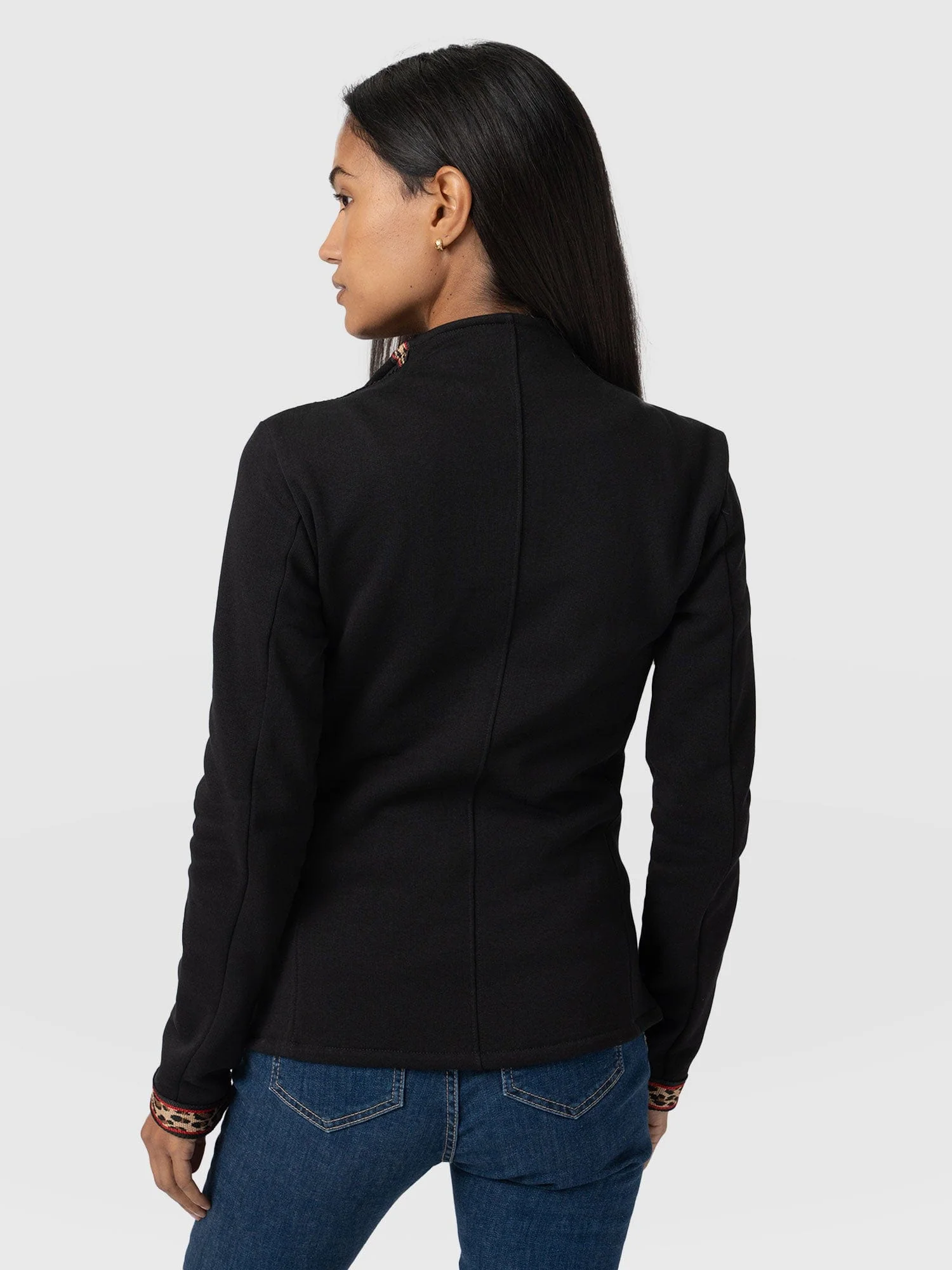 Cotton Biker Jacket - Leopard Trim - Image 6