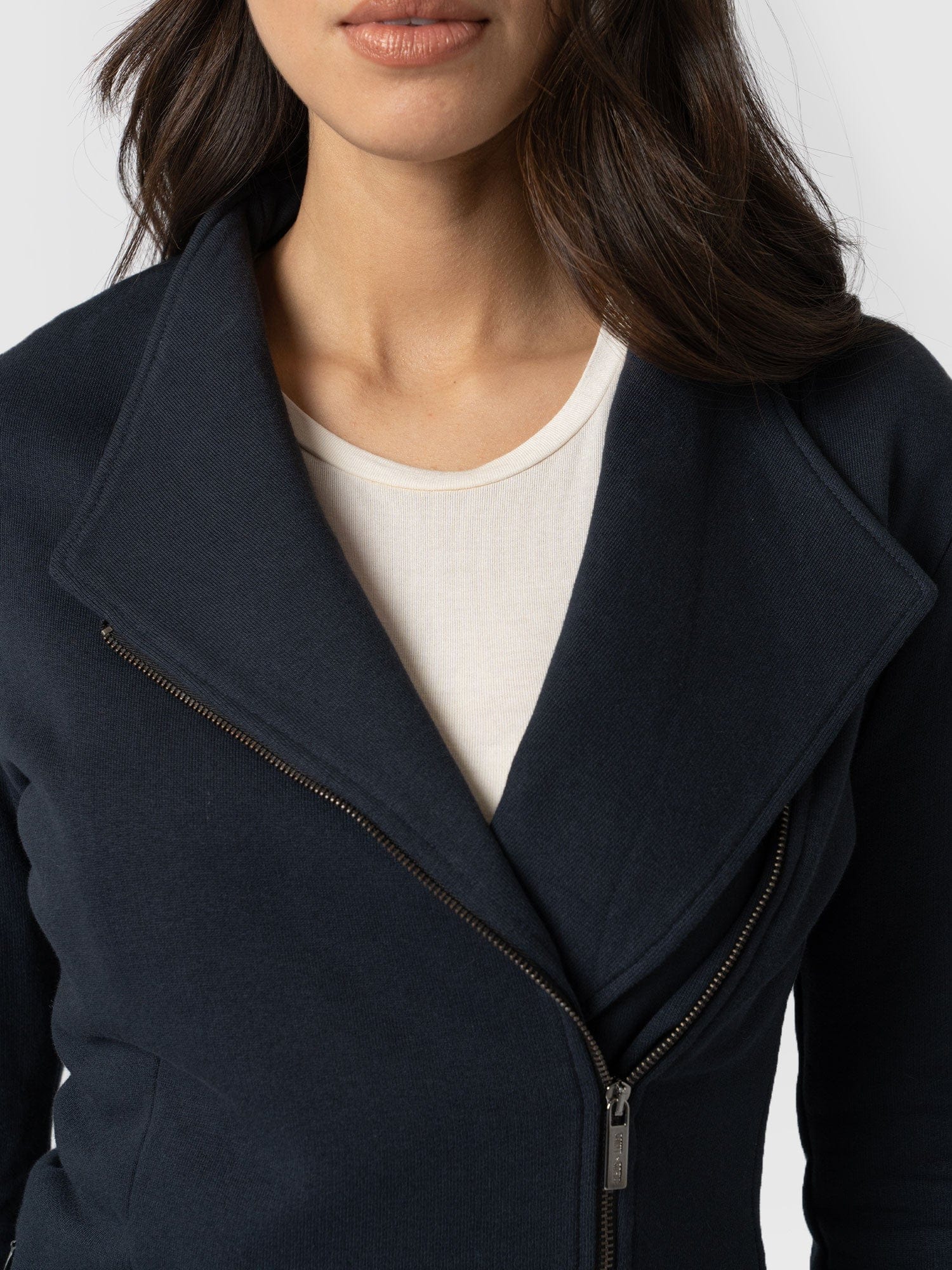 Cotton Biker Jacket - Navy - Image 4