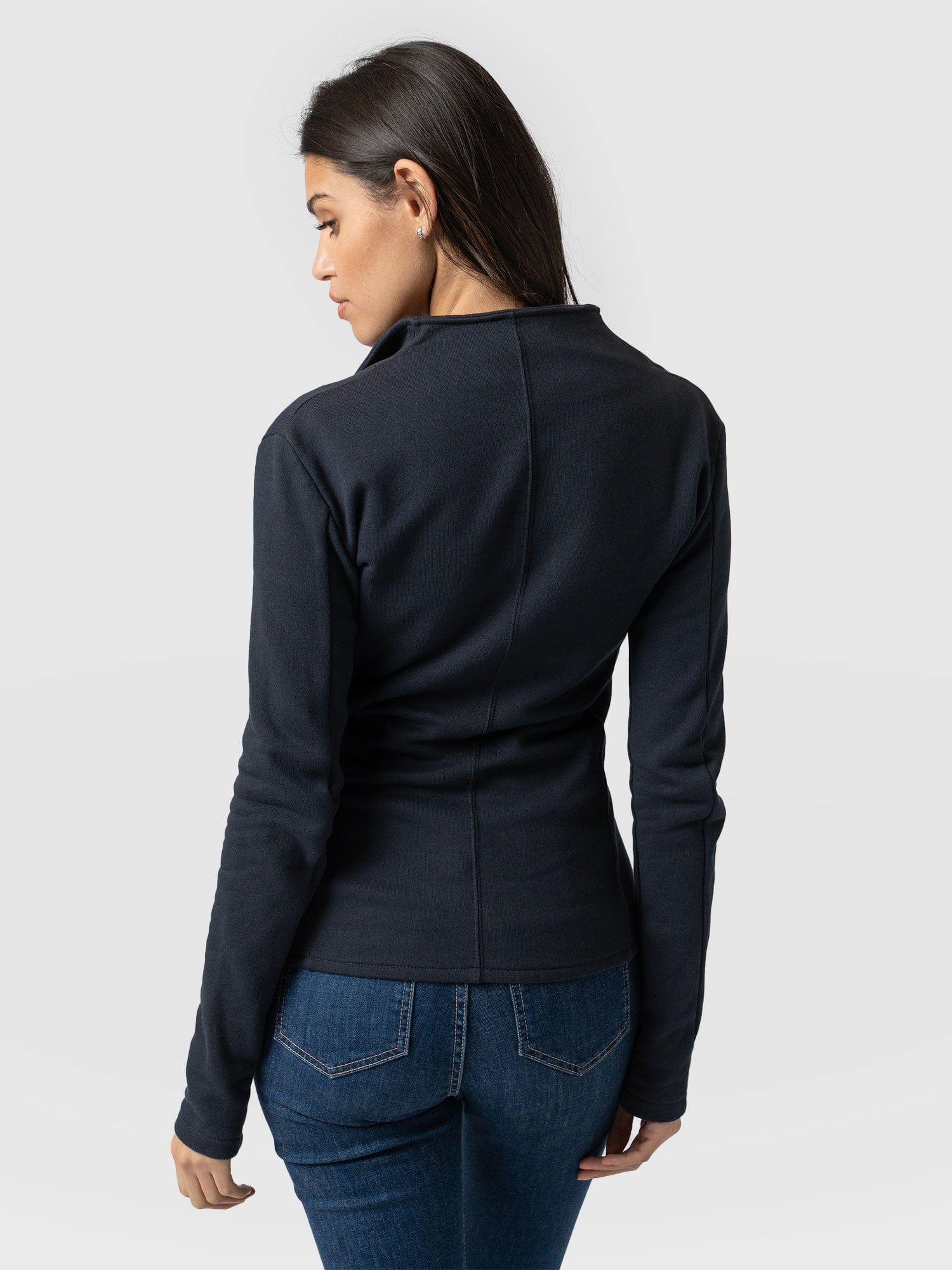 Cotton Biker Jacket - Navy - Image 6