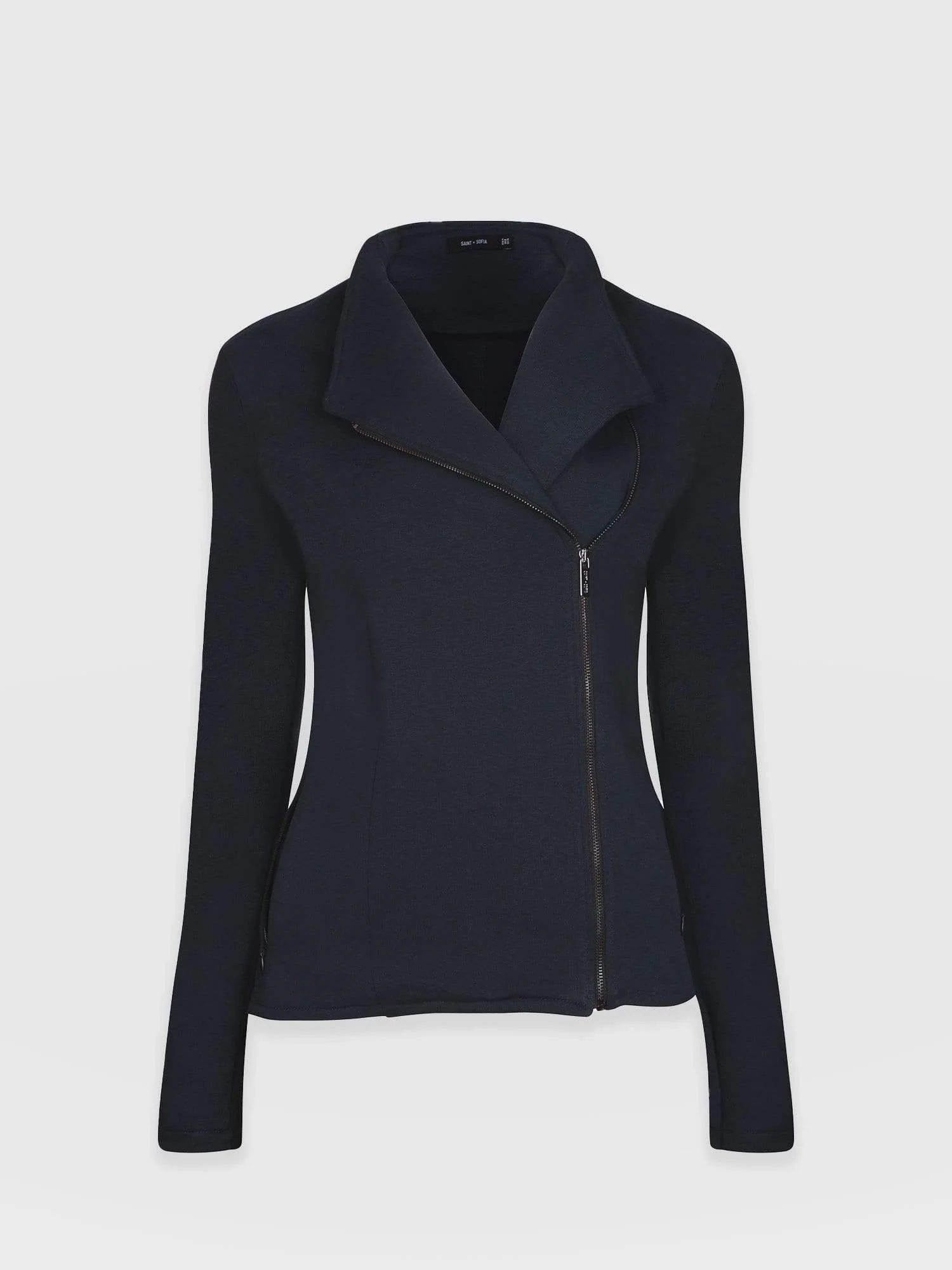 Cotton Biker Jacket - Navy - Image 7
