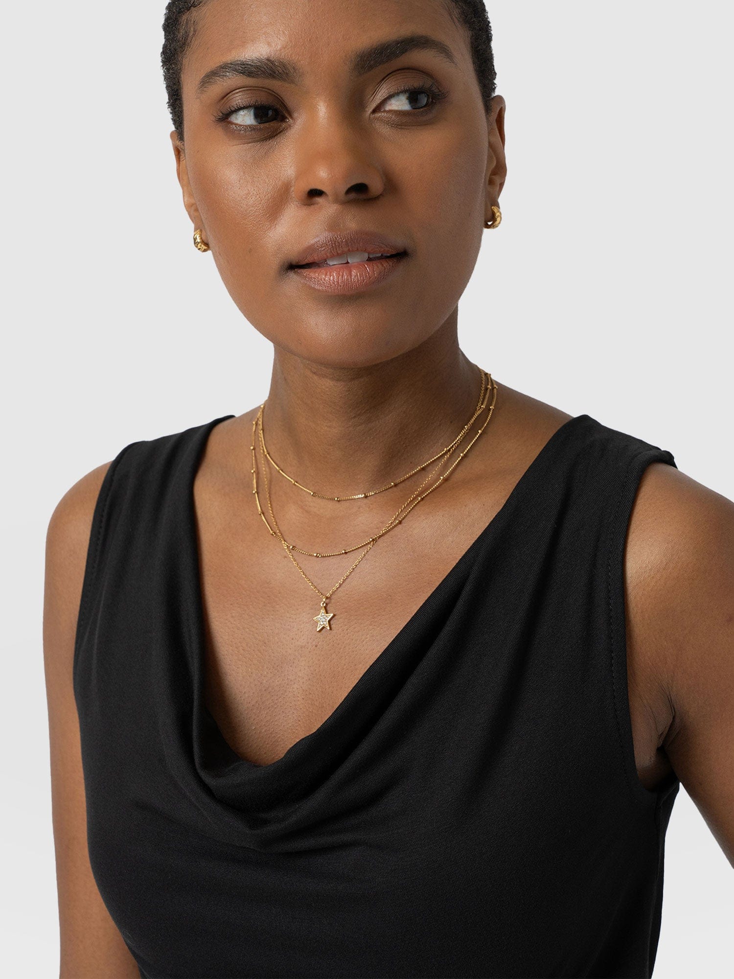 Cowl Neck Cami - Black - Image 3