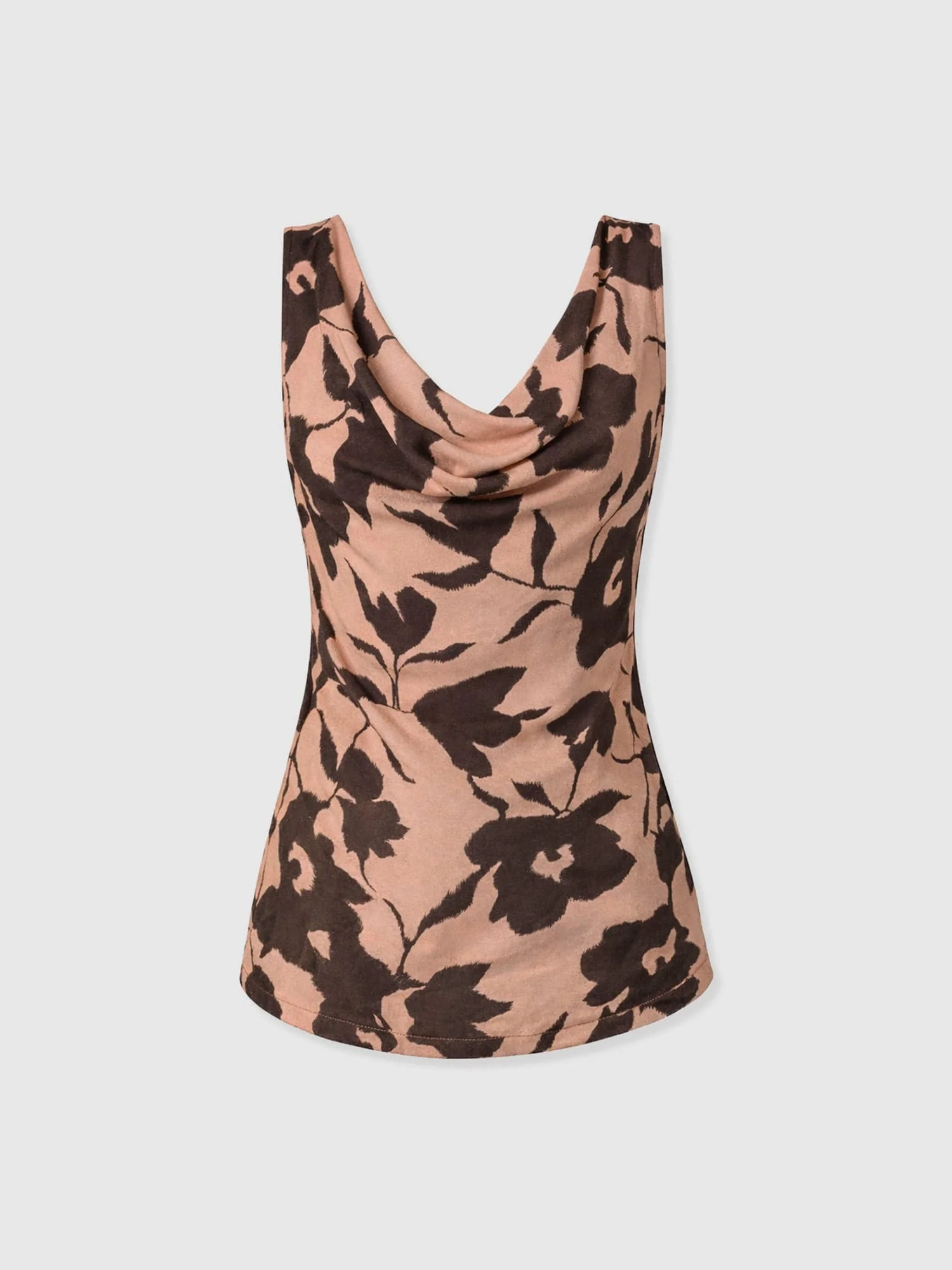 Cowl Neck Cami - Brown Floral - Image 7