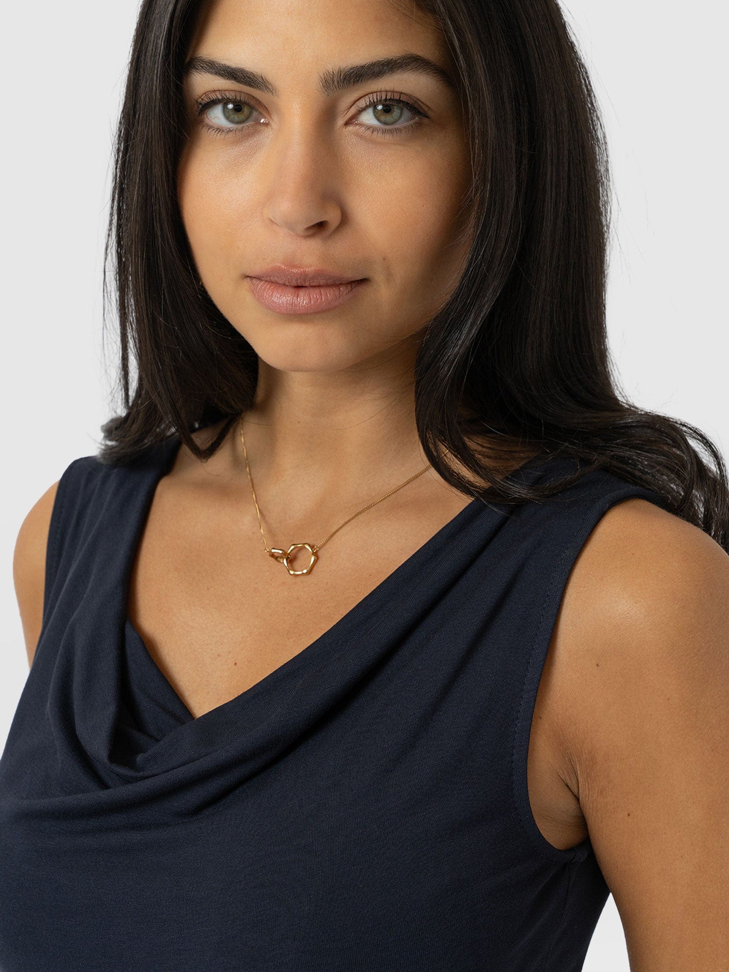 Cowl Neck Cami - Navy - Image 5
