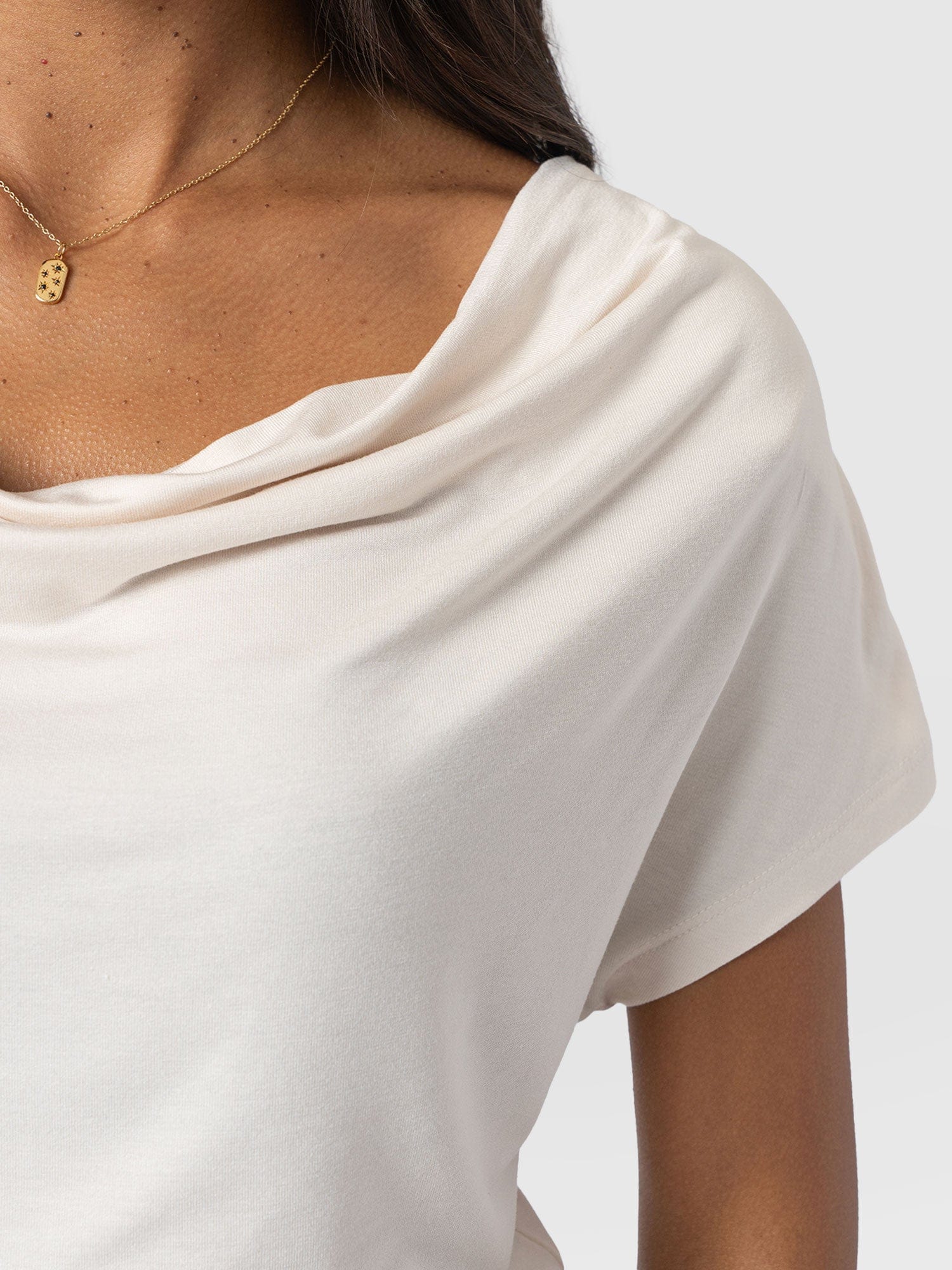 Cowl Neck Tee - Cream - Image 5