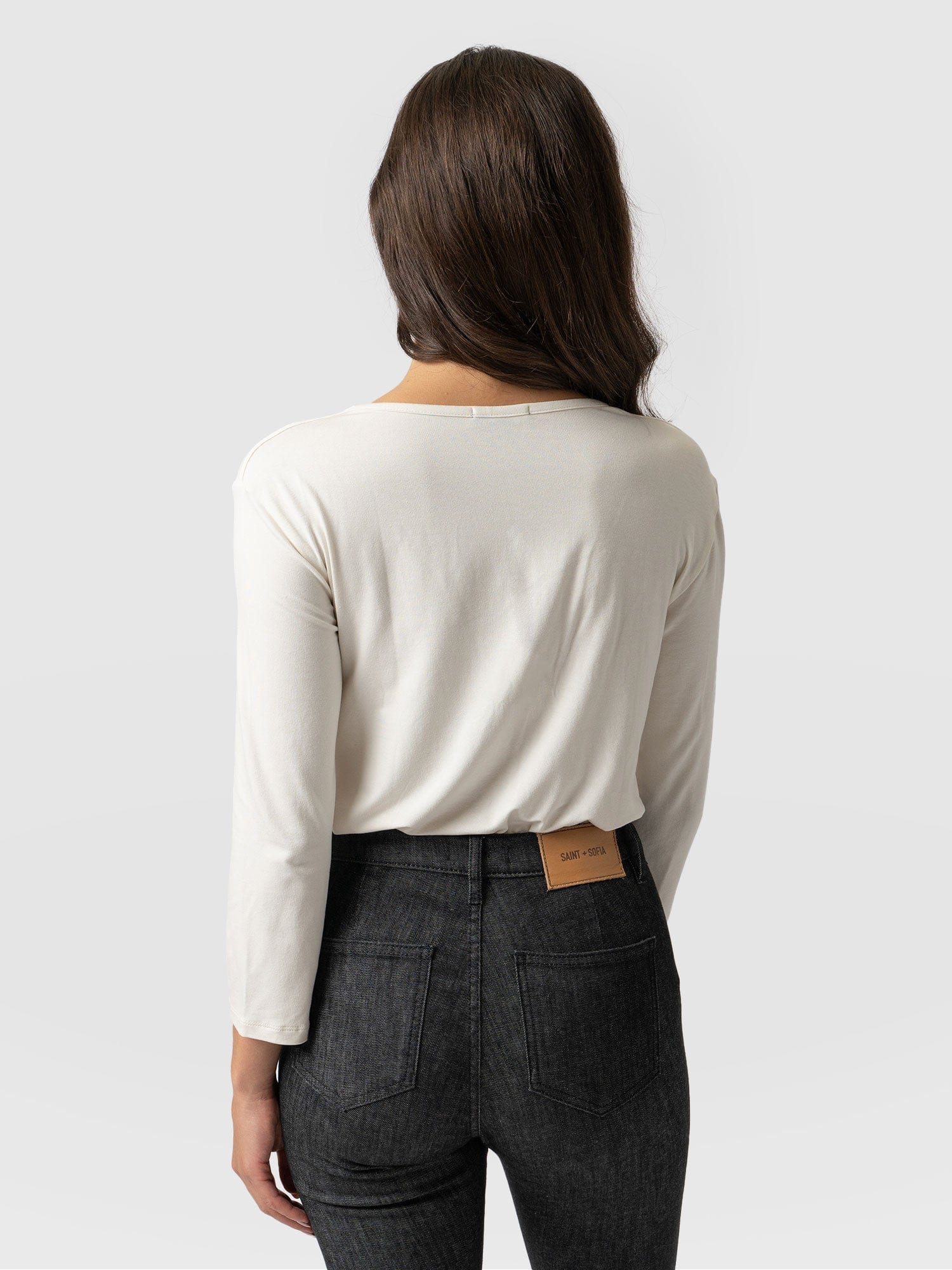 Cowl Neck Tee Long Sleeve - Cream - Image 6