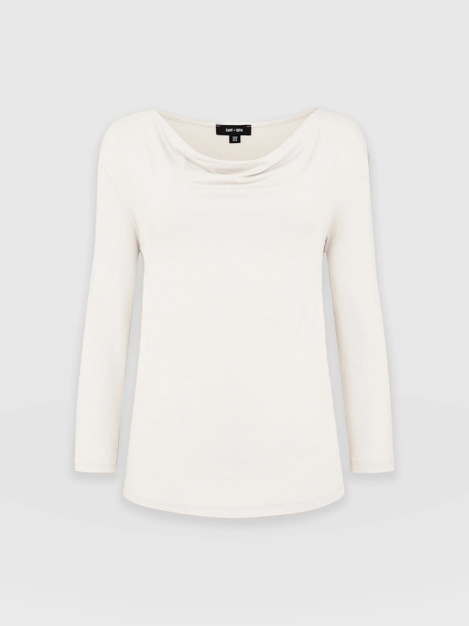 Cowl Neck Tee Long Sleeve - Cream - Image 7