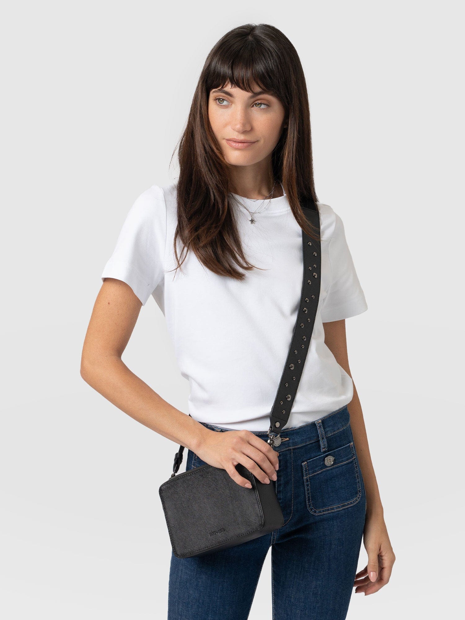 Cross Body Bag - Black Studded - Image 6