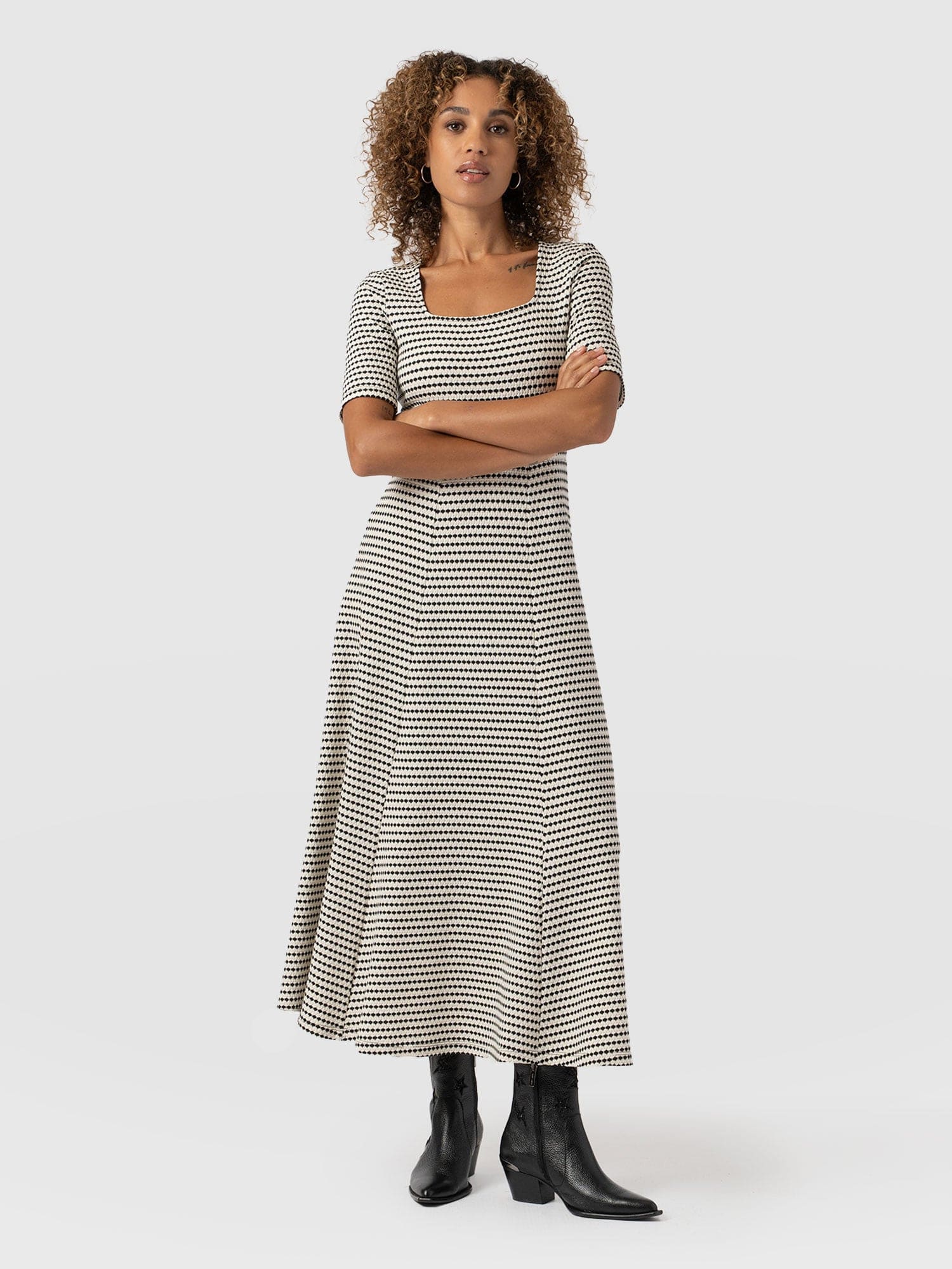 Darcey Flared Dress - Jacquard - Image 3
