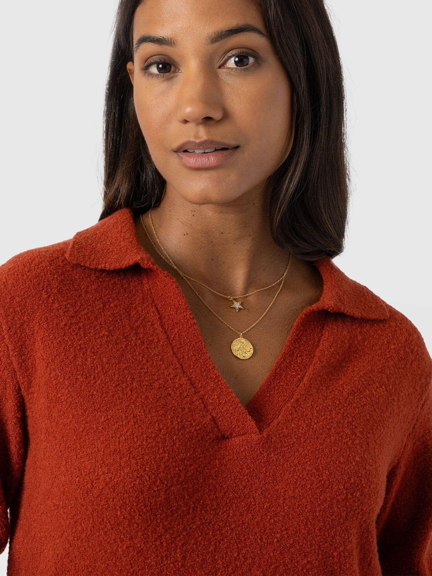 Delphi Polo Knit - Burnt Orange - Image 5