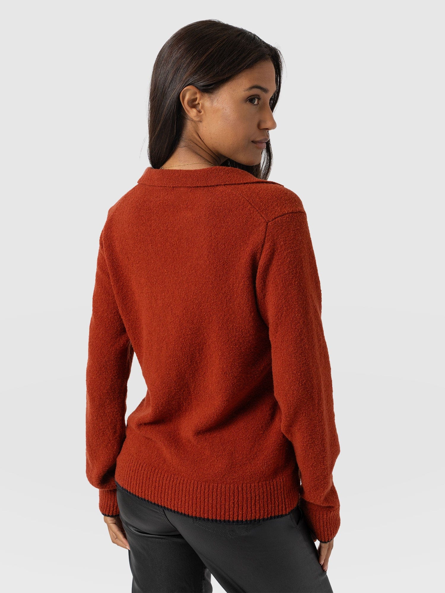 Delphi Polo Knit - Burnt Orange - Image 6