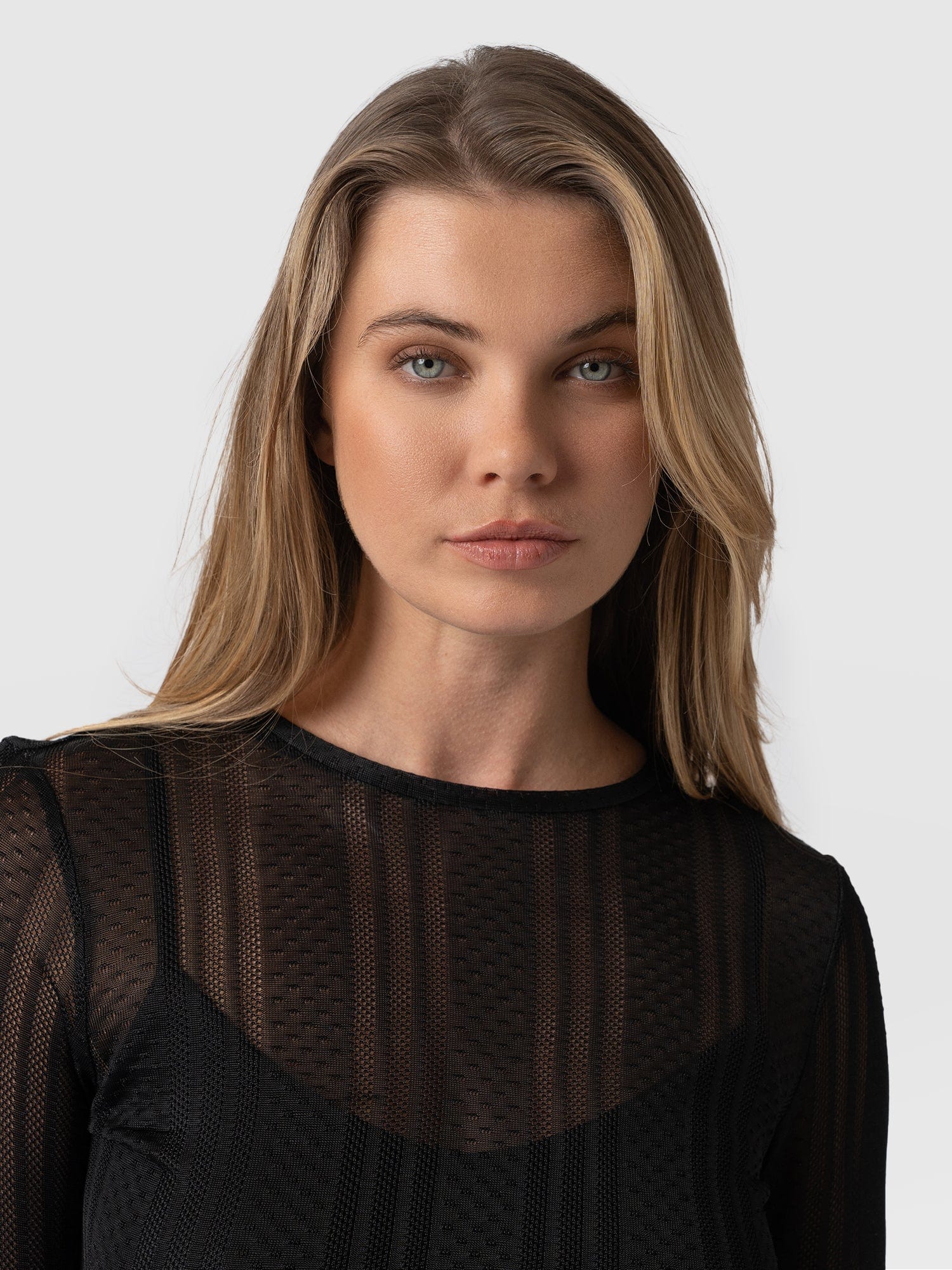 Demi Lace Long Sleeve Tee - Black - Image 5