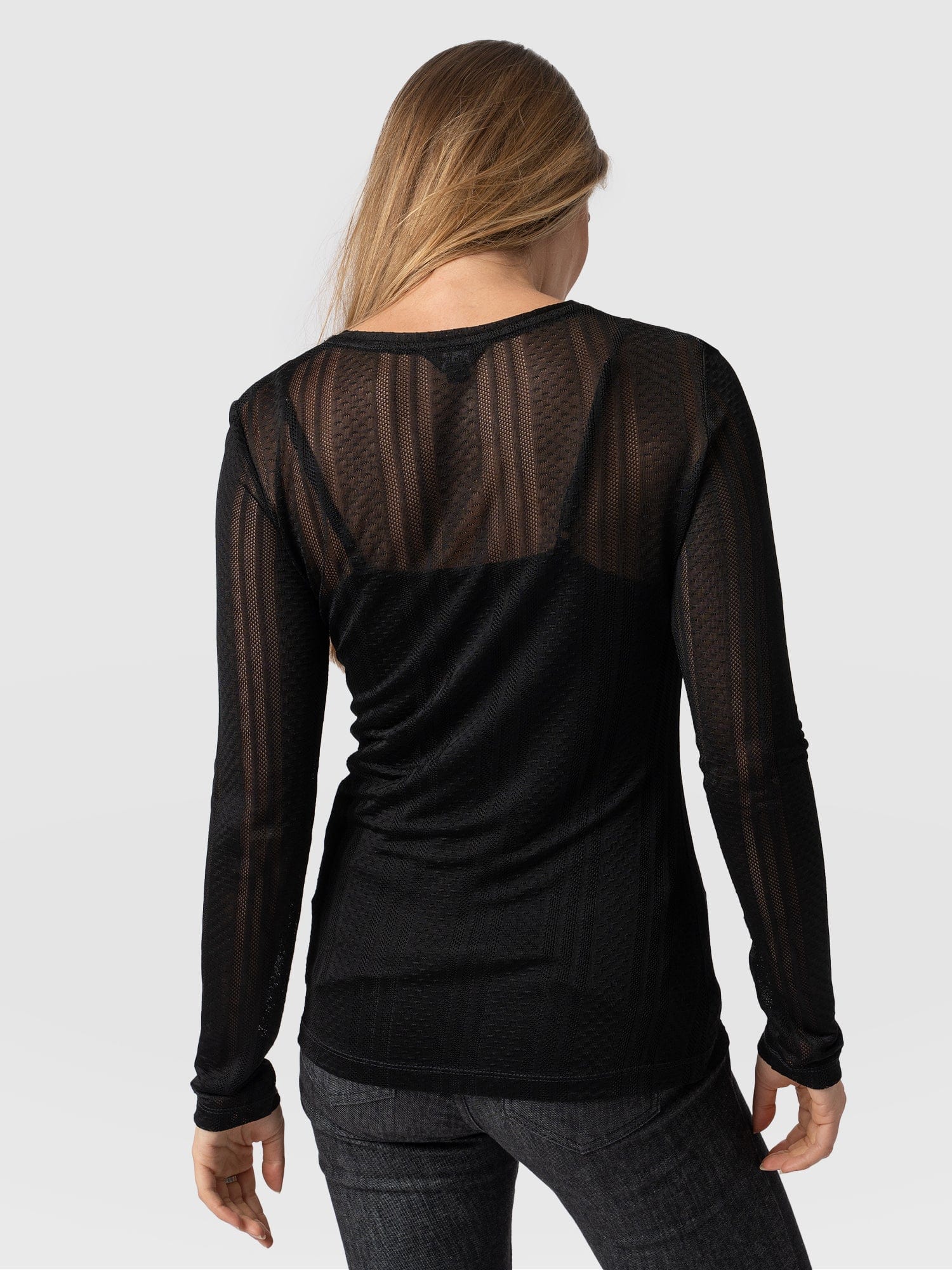 Demi Lace Long Sleeve Tee - Black - Image 6