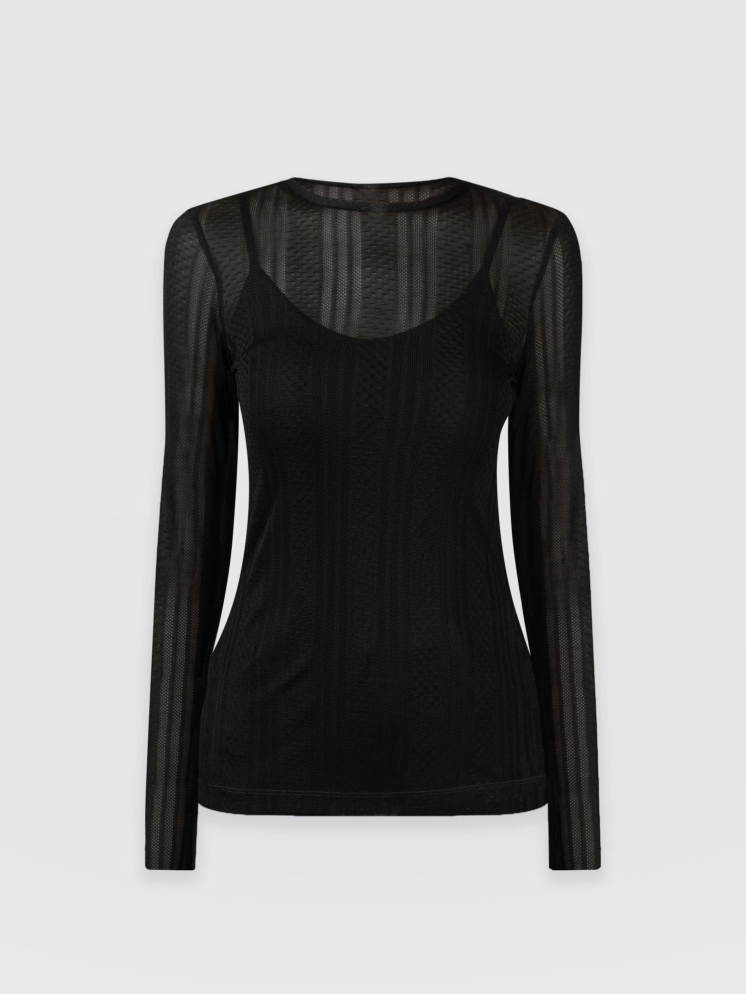 Demi Lace Long Sleeve Tee - Black - Image 7