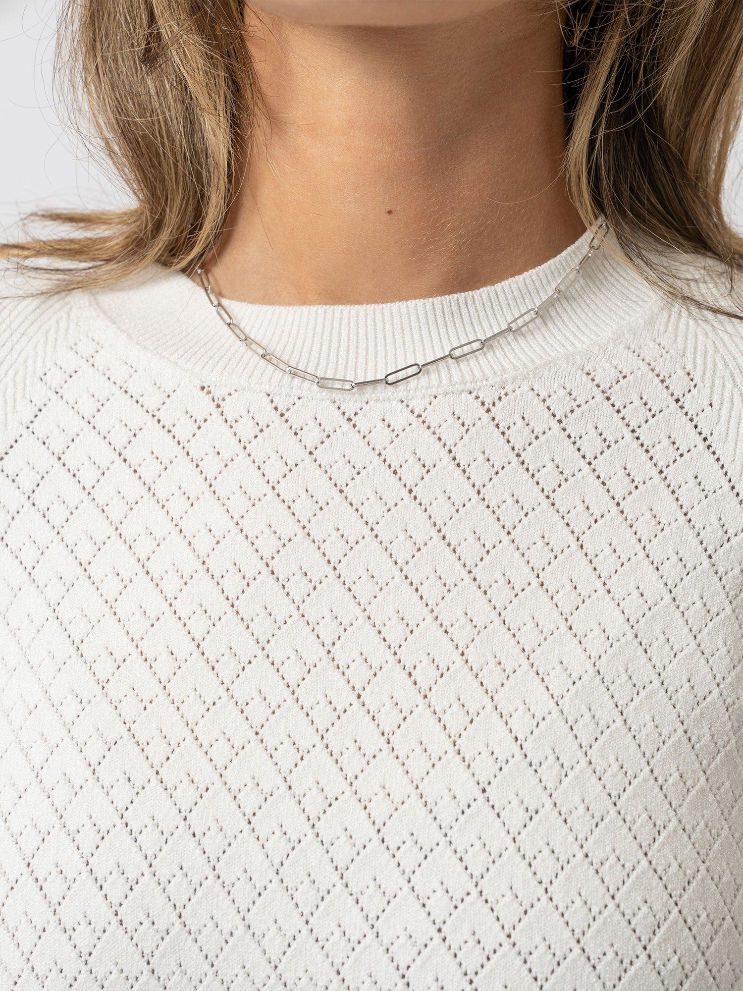 Diamond Knit Jumper - White - Image 5
