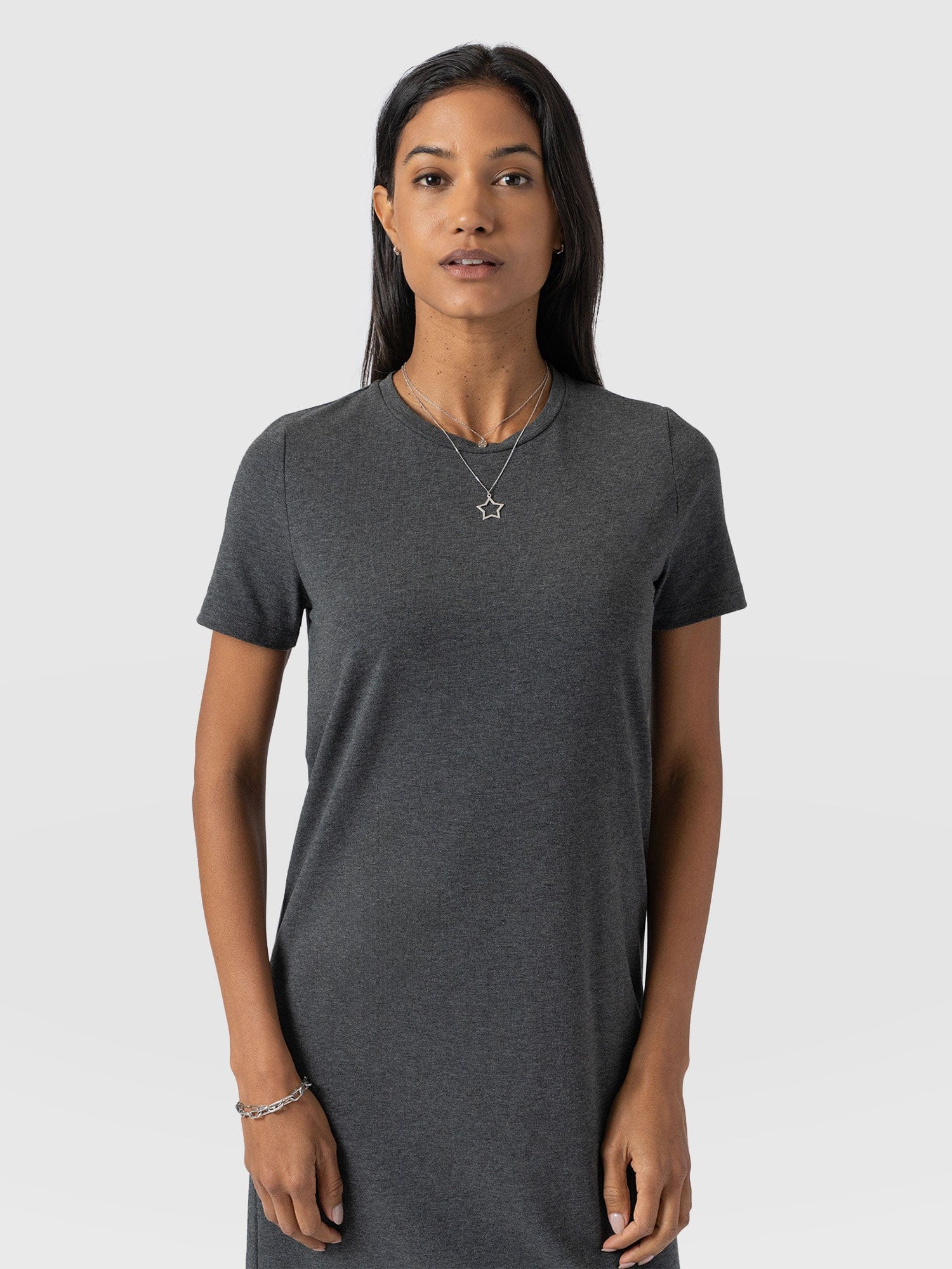 Easy T-Shirt Midi Dress - Charcoal - Image 4