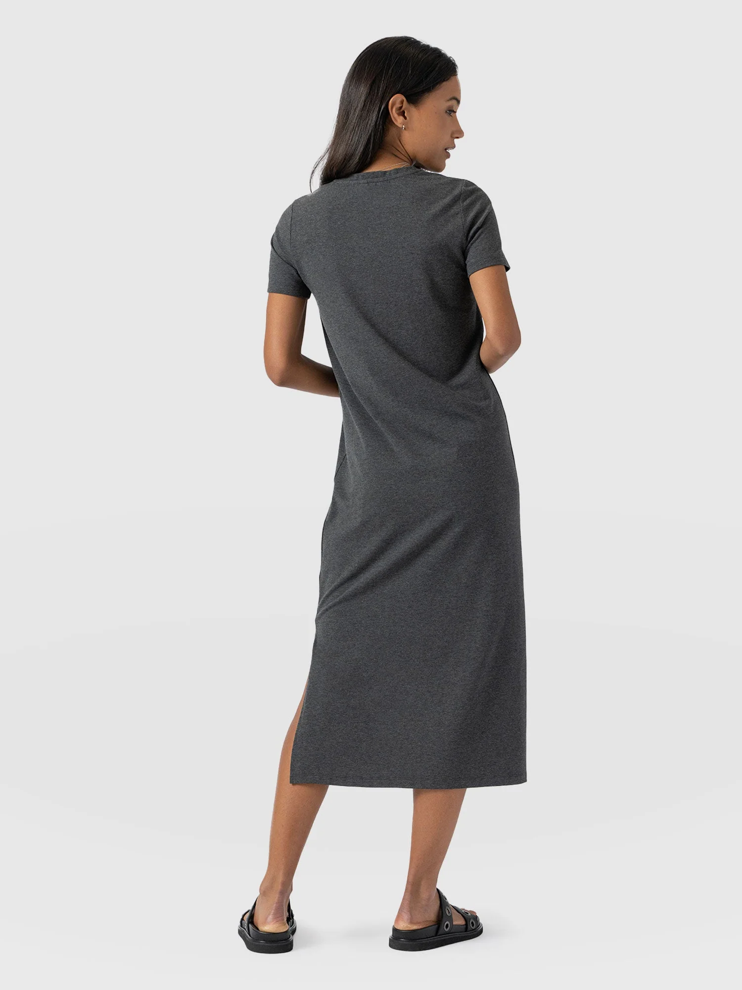 Easy T-Shirt Midi Dress - Charcoal - Image 6