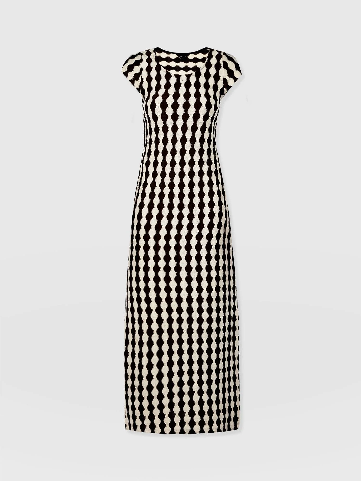 Elise Scoop Neck Midaxi Dress - Black/Cream - Image 7
