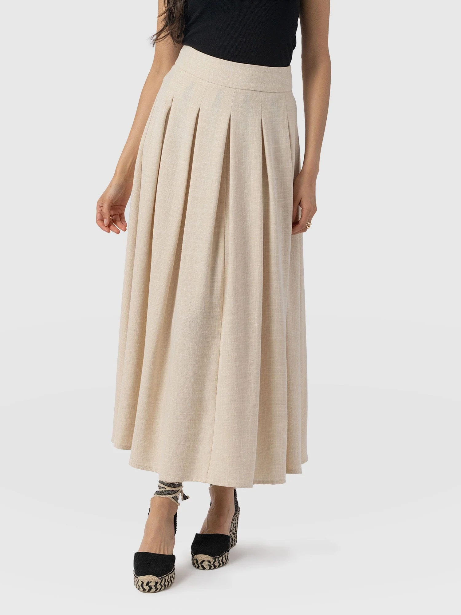 Eliza Pleated Skirt - Cream - Image 3
