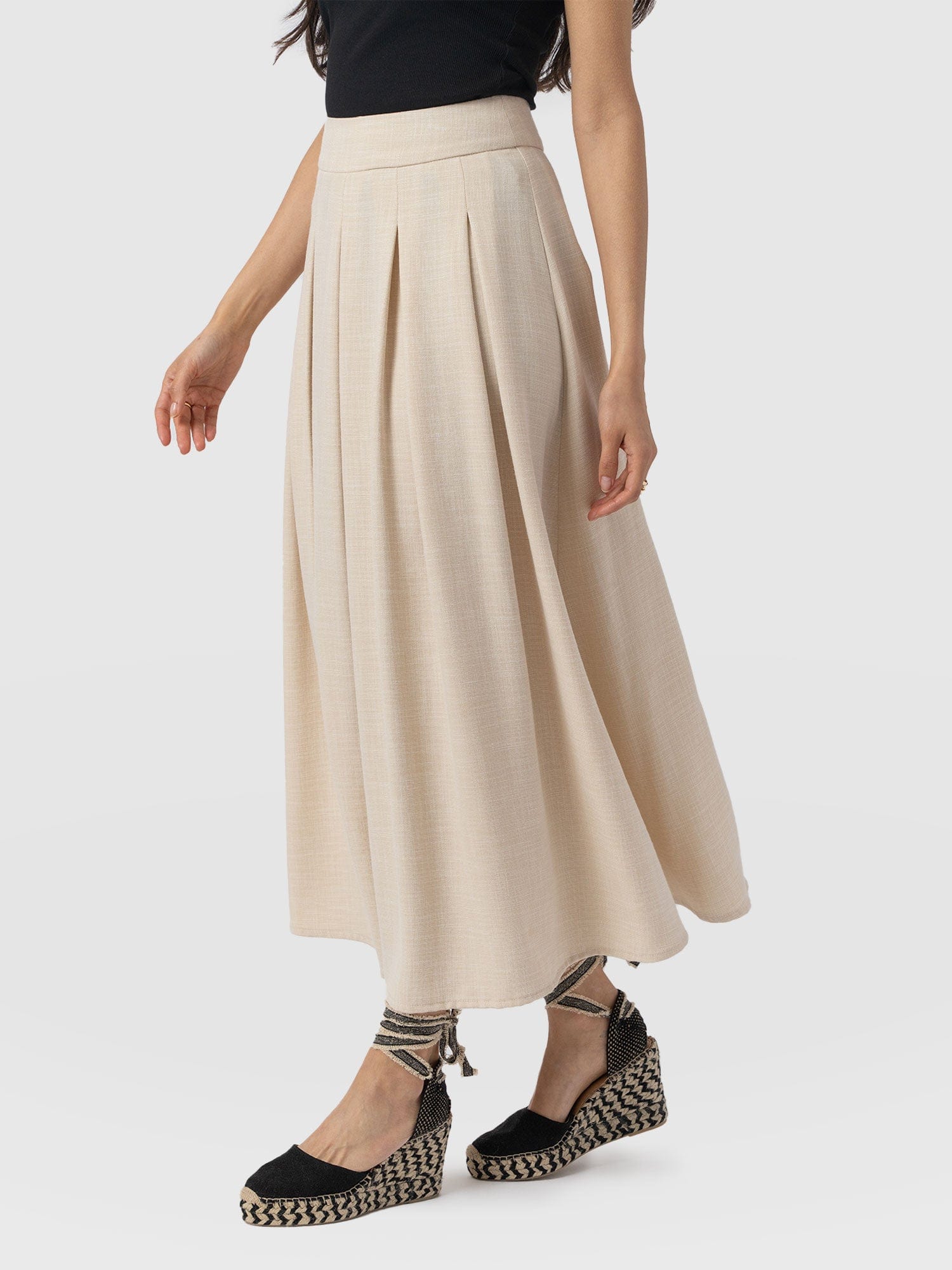 Eliza Pleated Skirt - Cream - Image 4