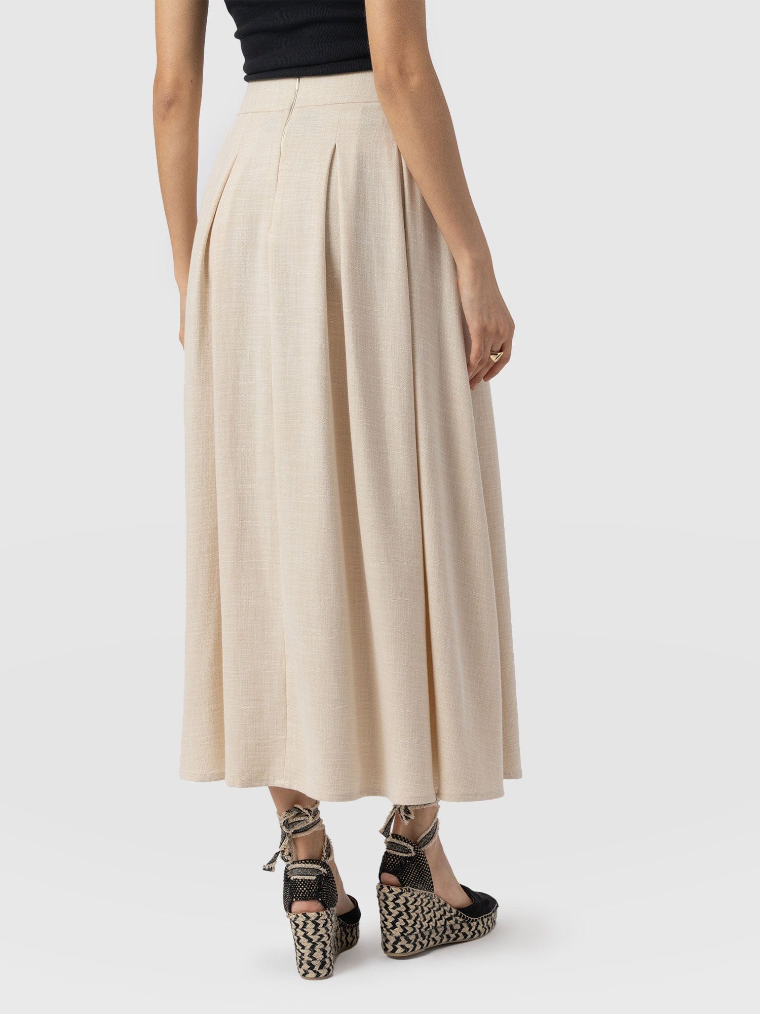 Eliza Pleated Skirt - Cream - Image 5