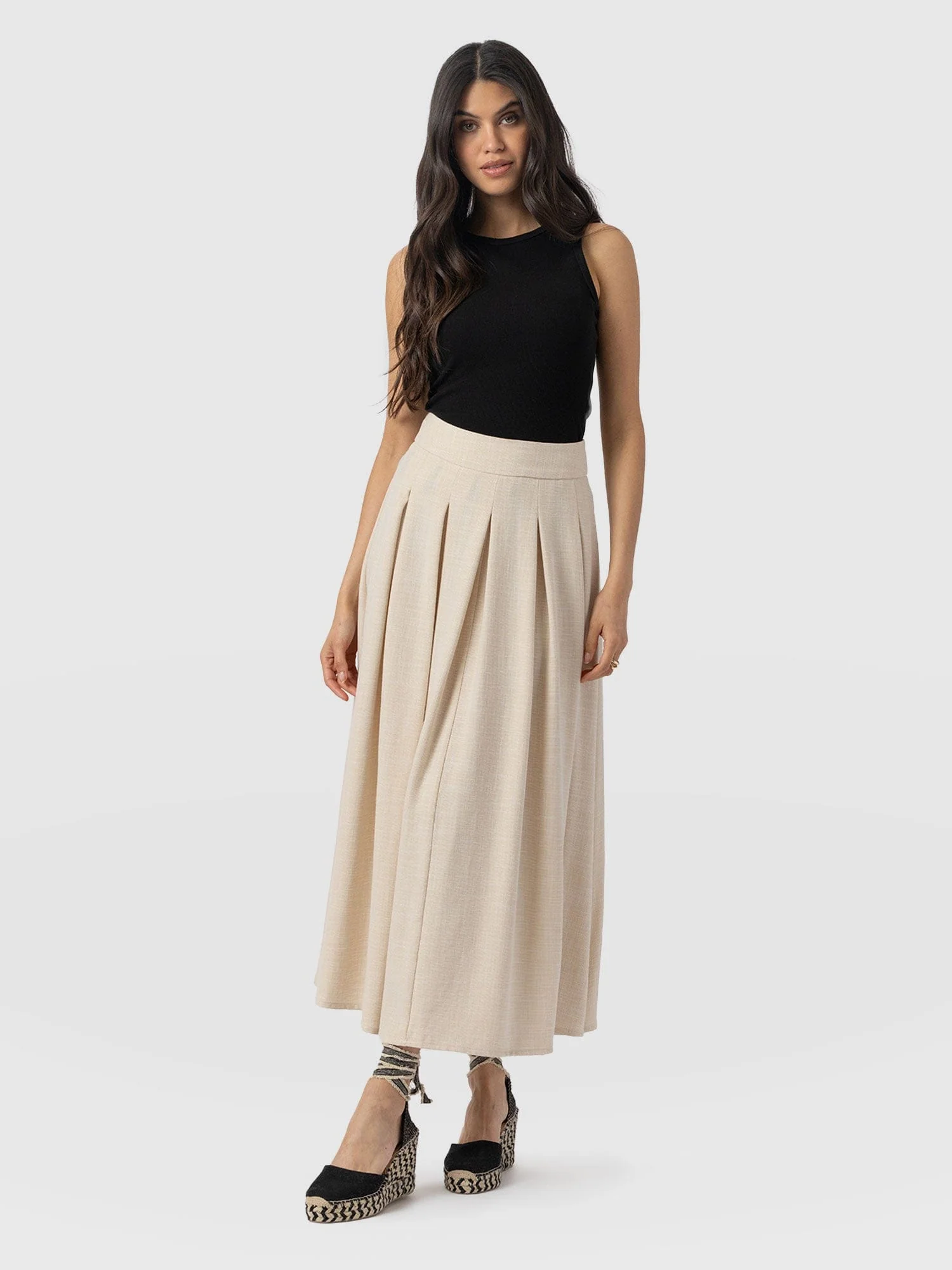 Eliza Pleated Skirt - Cream - Image 6