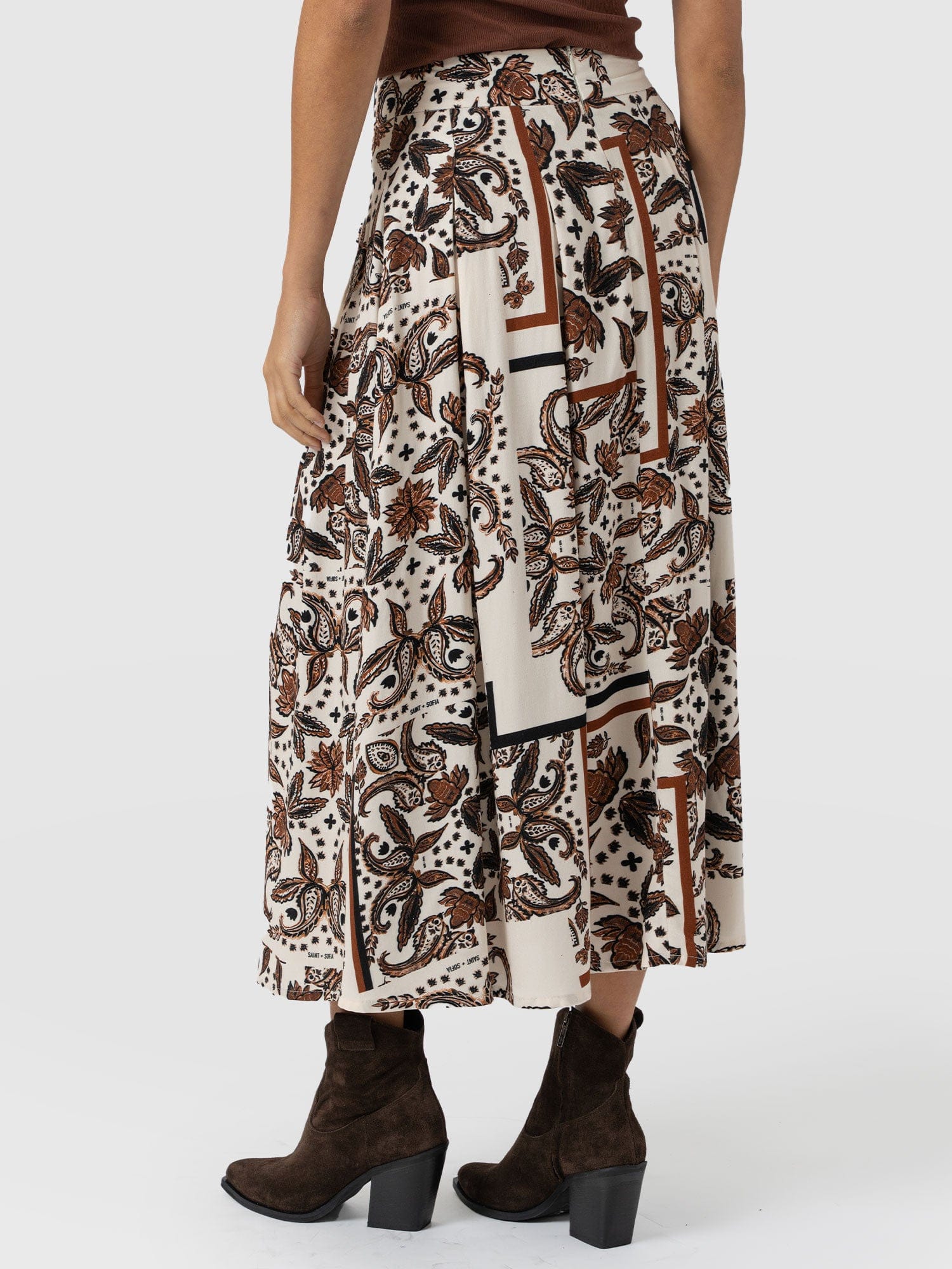 Eliza Pleated Skirt - Cream Paisley - Image 6