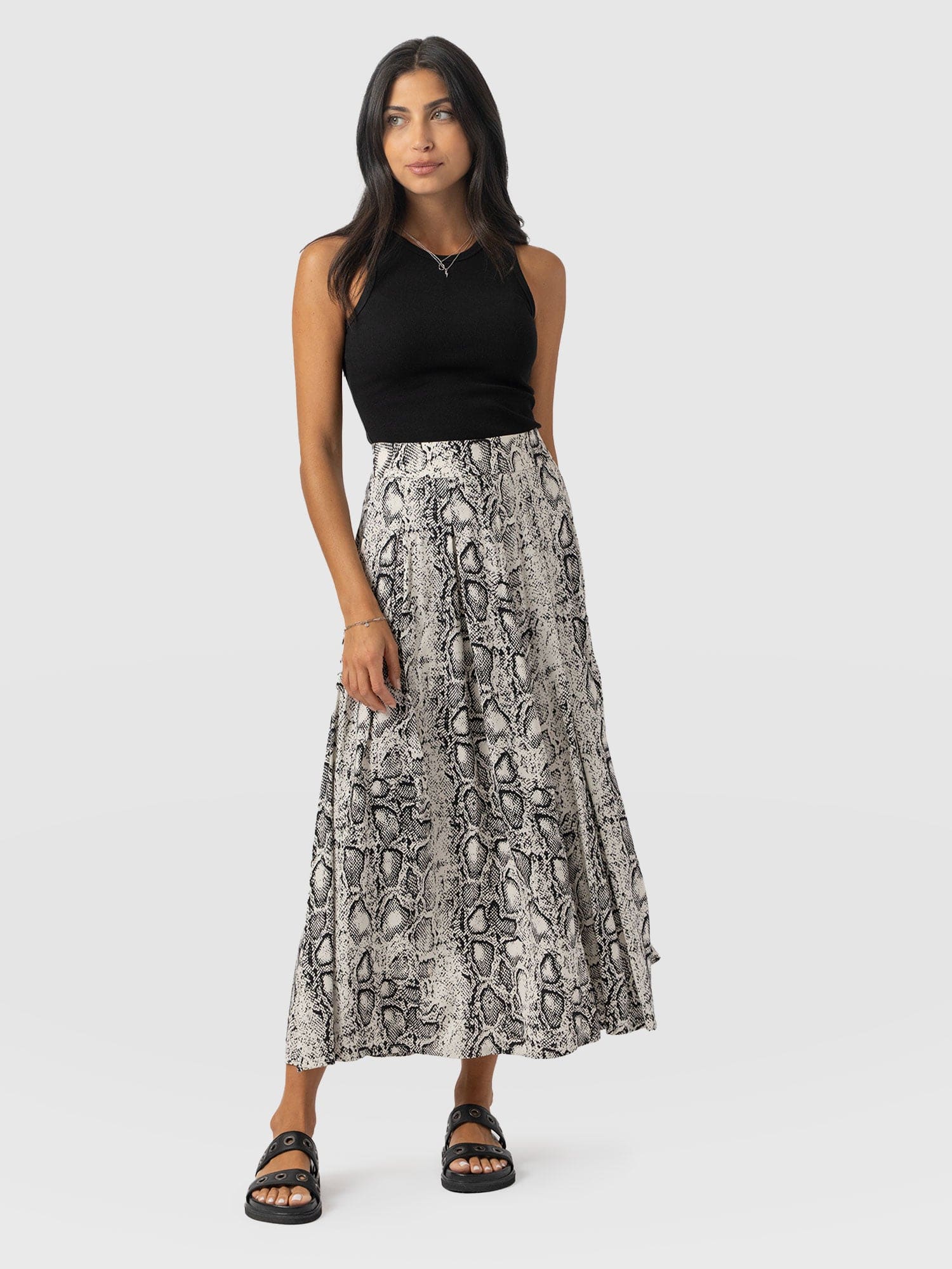 Eliza Pleated Skirt - Cream Snake - Image 3
