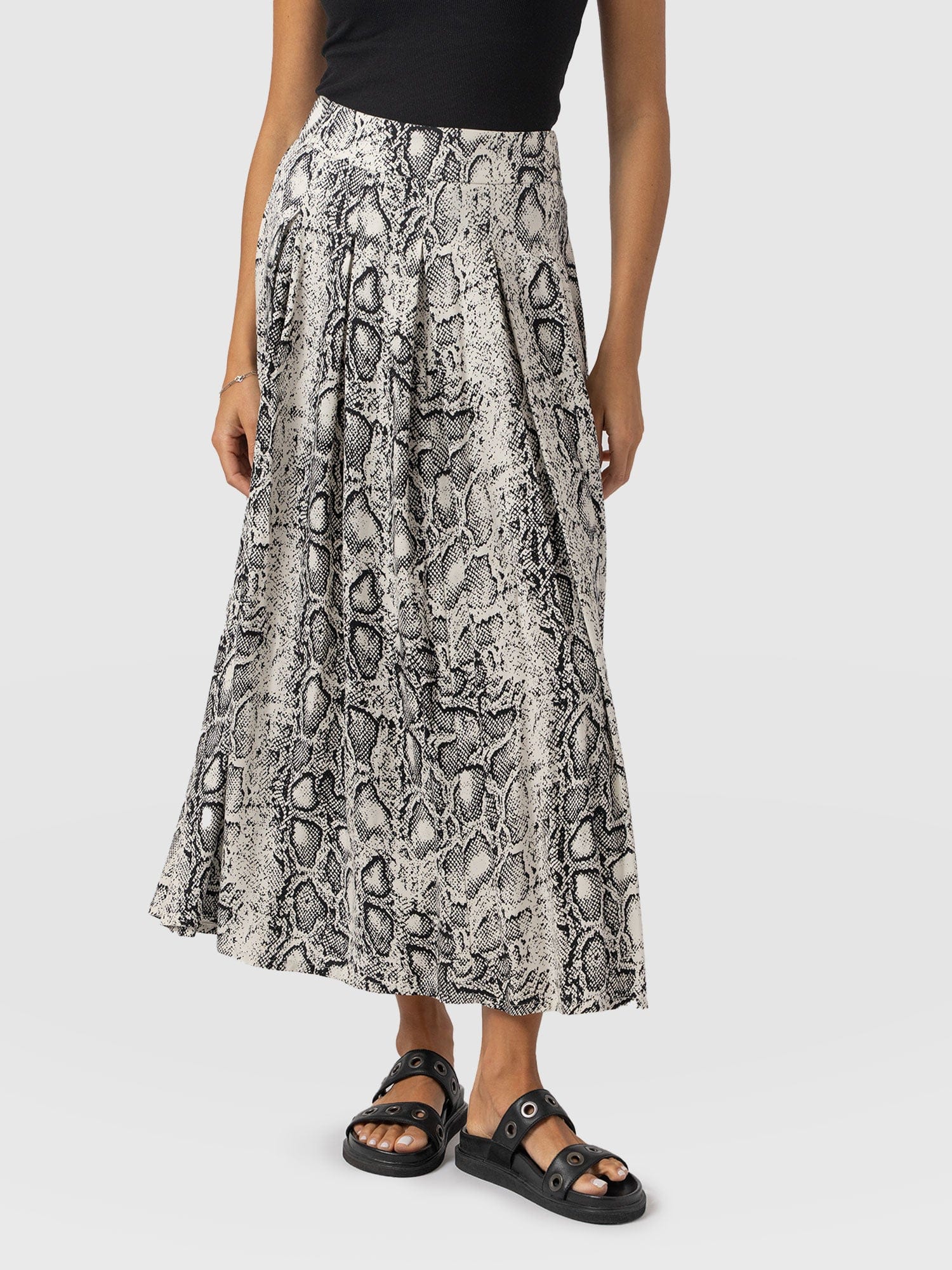 Eliza Pleated Skirt - Cream Snake - Image 4